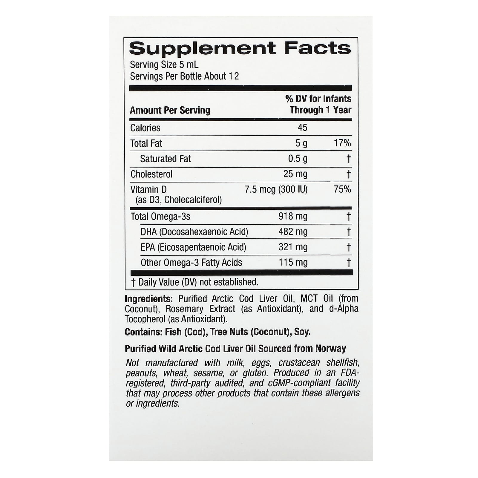 Витамин D3 California Gold Nutrition Baby's DHA Omega-3s with and EPA, 59 мл — фото 3