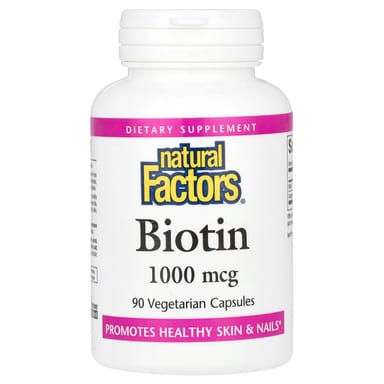 Биотин Natural Factors, 1000 мкг, 90 растительных капсул