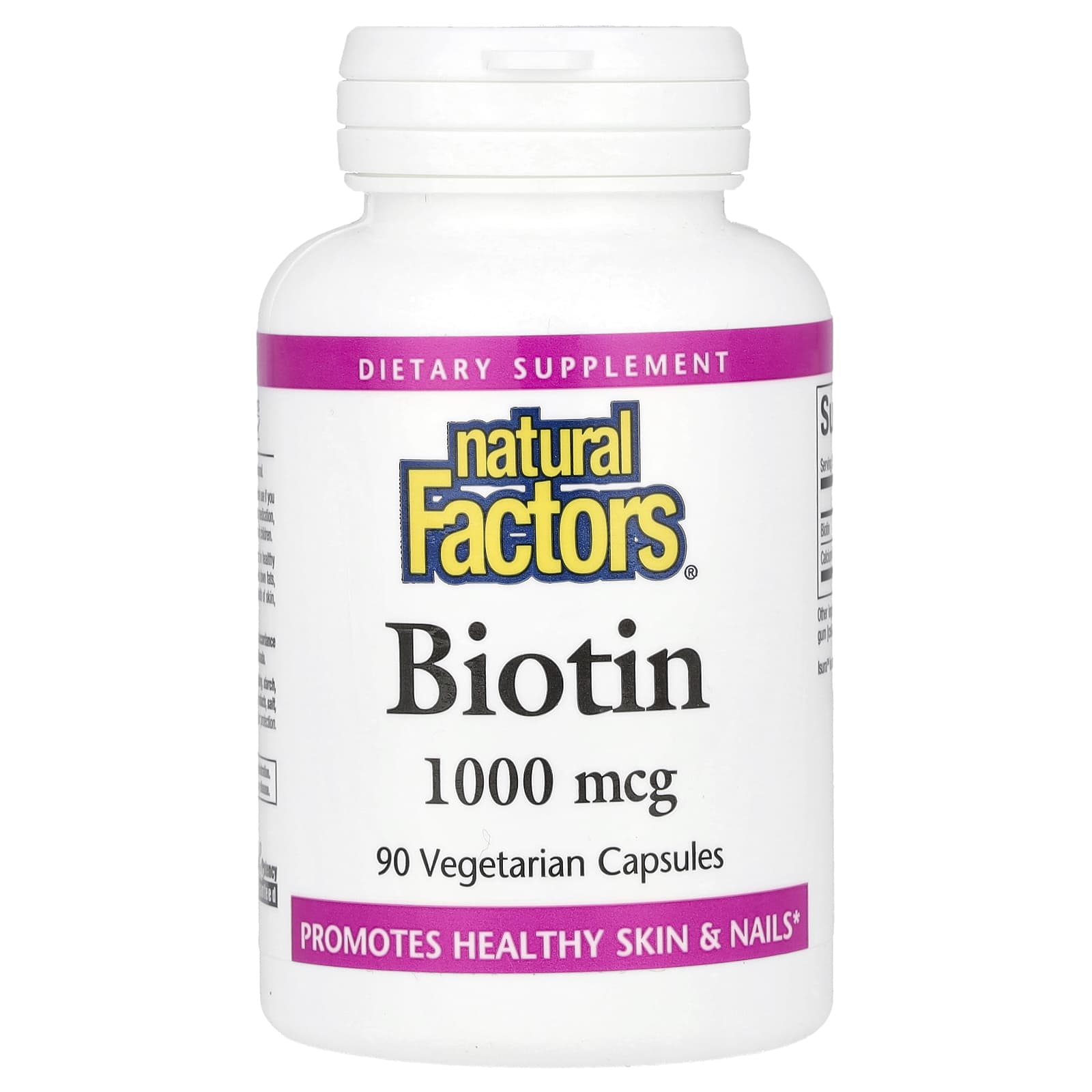 Биотин Natural Factors, 1000 мкг, 90 растительных капсул