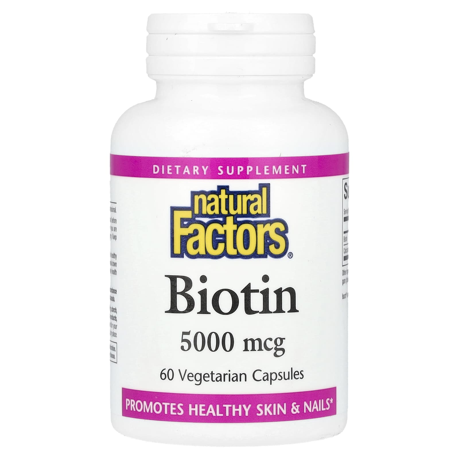 Биотин Natural Factors, 5000 мкг, 60 растительных капсул
