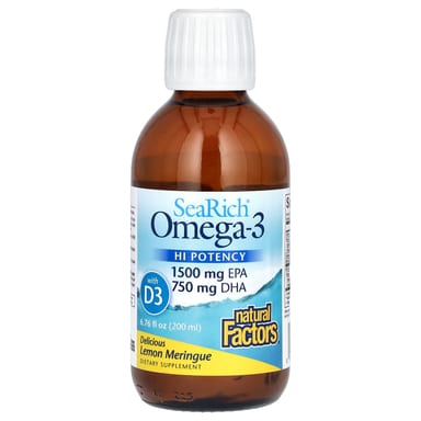 Витамин D3 Natural Factors SeaRich Omega-3 with HI Potency, вкус Delicious Lemon Meringue, 200 мл