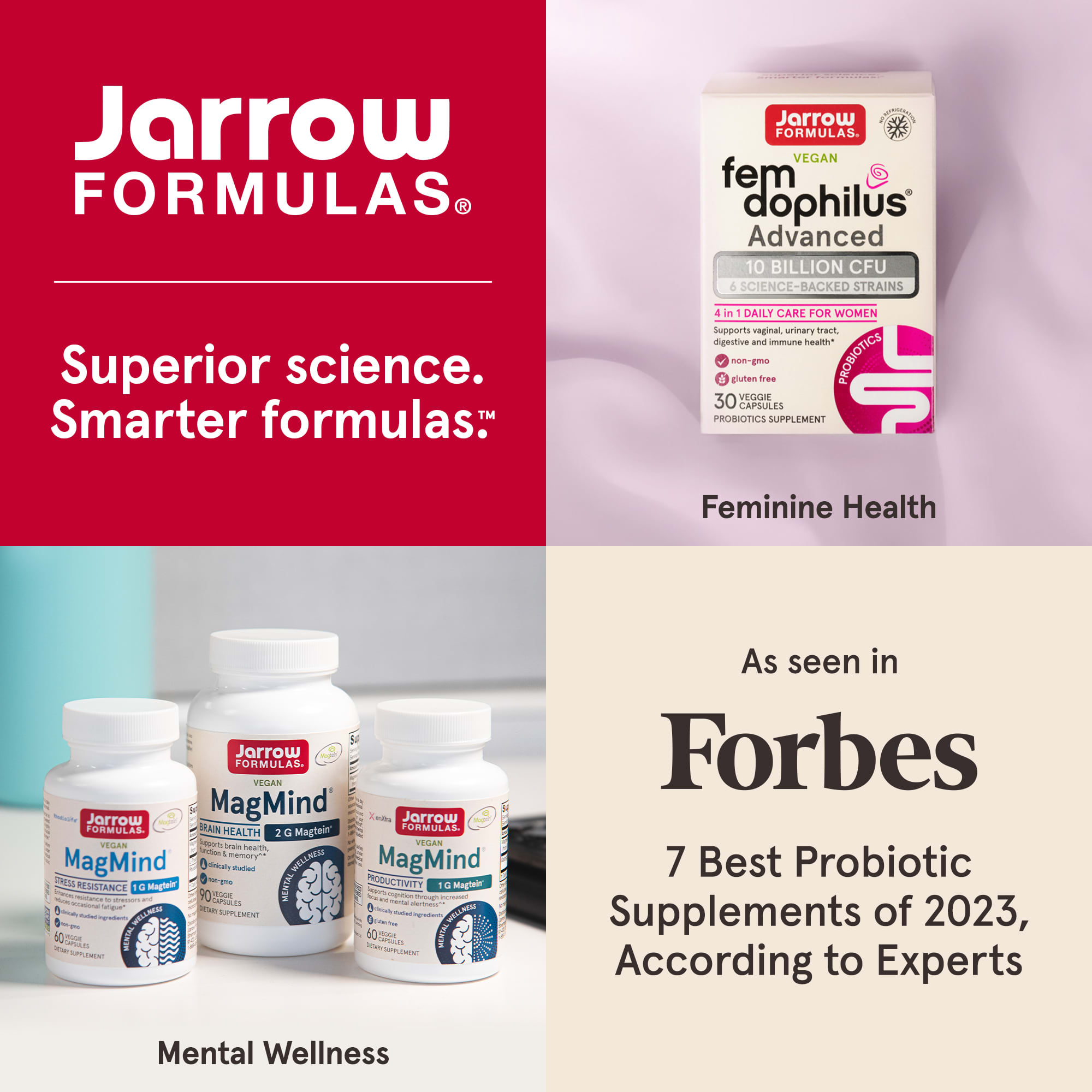 Пробиотик Jarrow Formulas Vegan Fem, 1 млрд КОЕ, 60 растительных капсул — фото 4