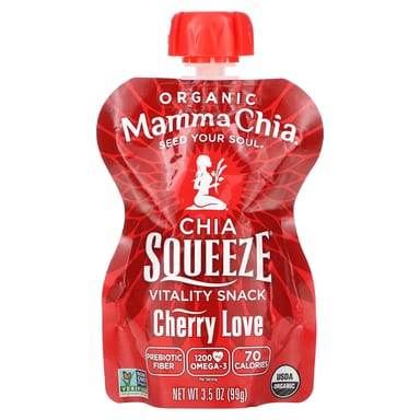 Снек Mamma Chia Organic Chia Squeeze Vitality 8 Squeezes, вкус Cherry Love, 99 г