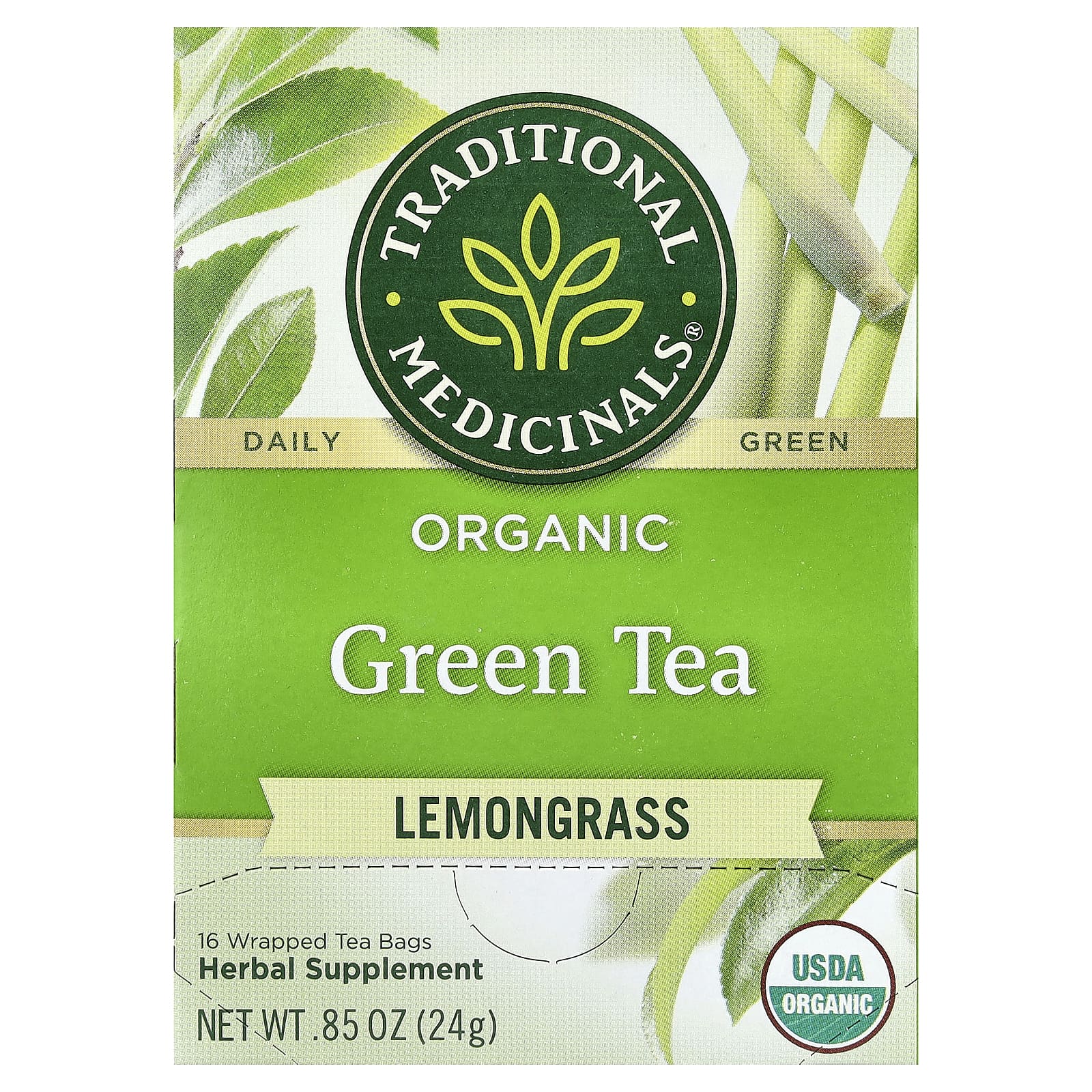 Чайные пакетики Traditional Medicinals Organic Green Tea, вкус Lemongrass, 24 г, 16 чайных пакетиков — фото 7