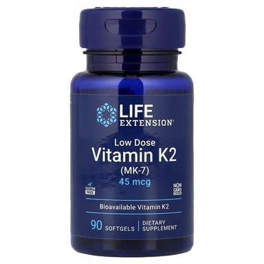 Витамин K2 MK-7 Life Extension Low Dose Vitamin K2 (MK-7), 45 мкг, 90 мягких капсул