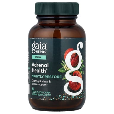 Комплекс для надпочечников Gaia Herbs® Nightly Restore, оттенок 60 Liquid Phyto-Caps®, жидкая форма