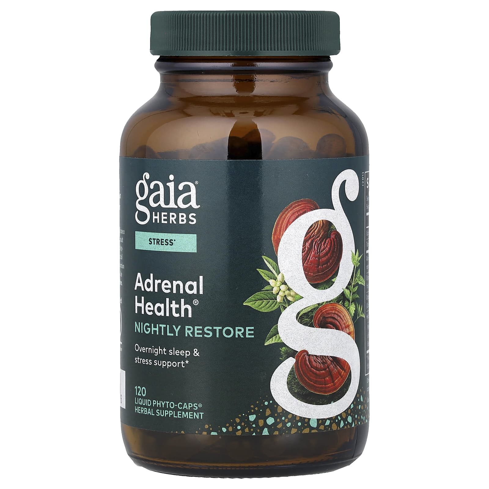 Комплекс для надпочечников Gaia Herbs® Nightly Restore, оттенок 120 Liquid Phyto-Caps®, жидкая форма
