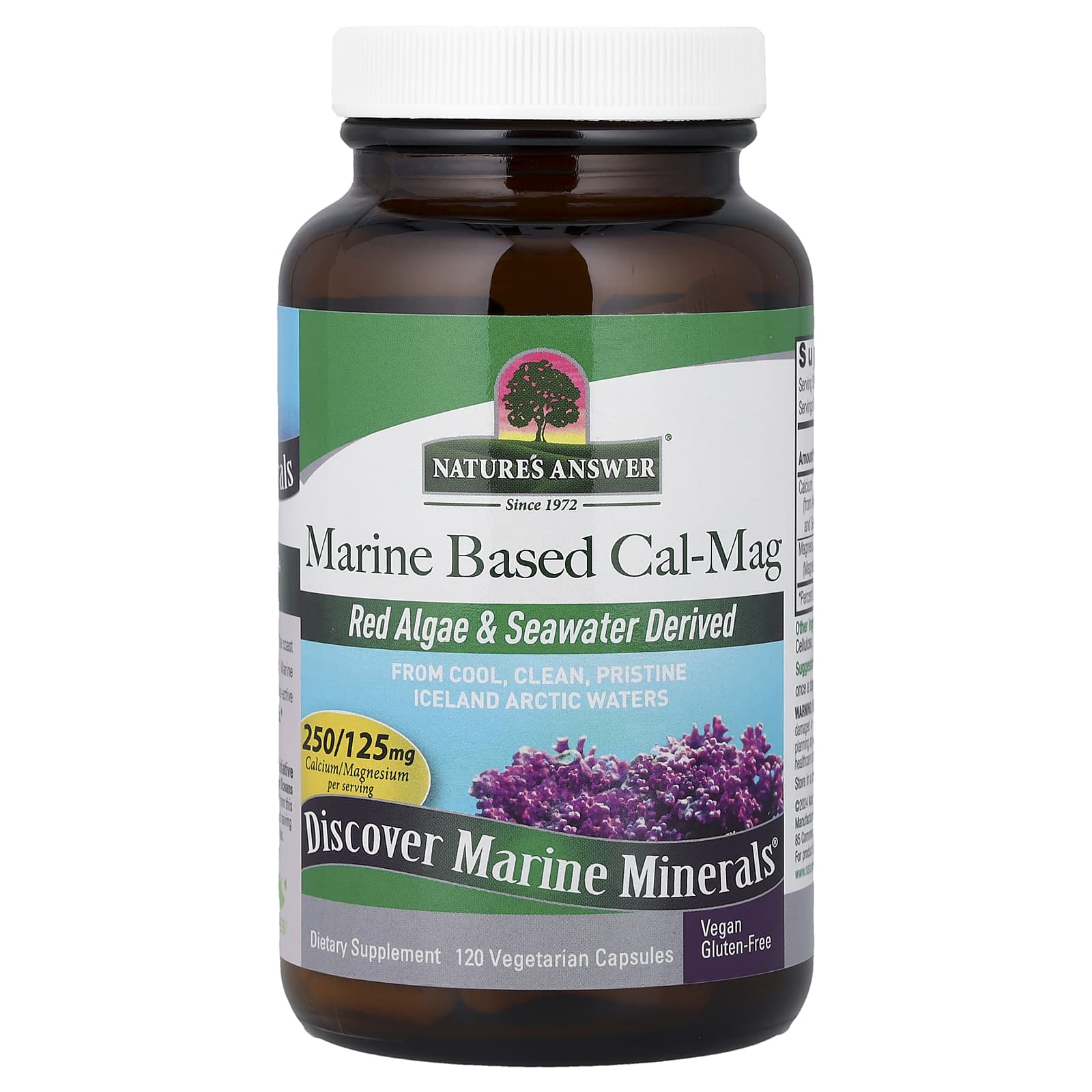 Комплекс кальция и магния Nature's Answer Marine Based Cal-Mag, 120 растительных капсул