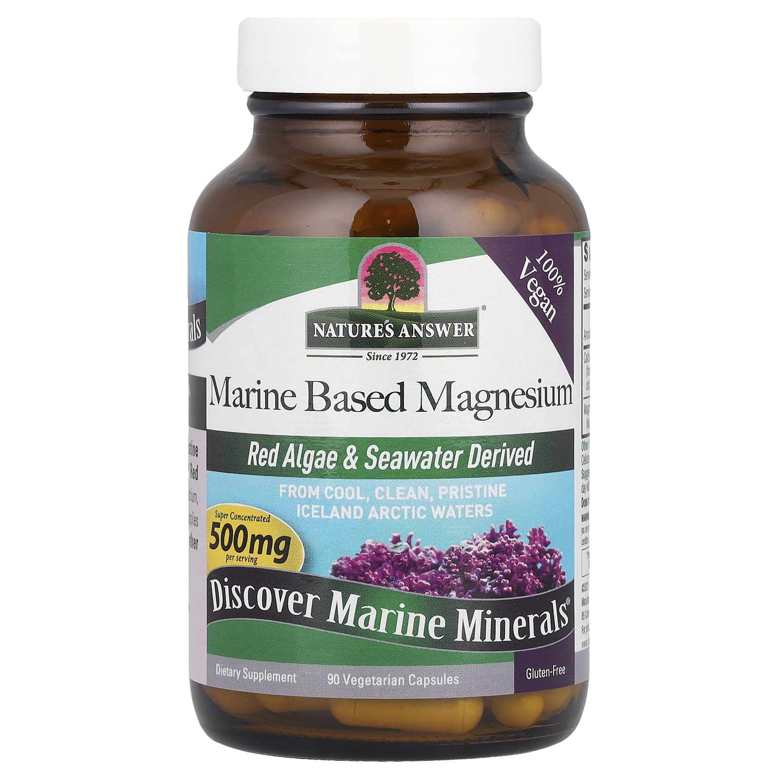 Магний Nature's Answer Marine Based, 90 растительных капсул