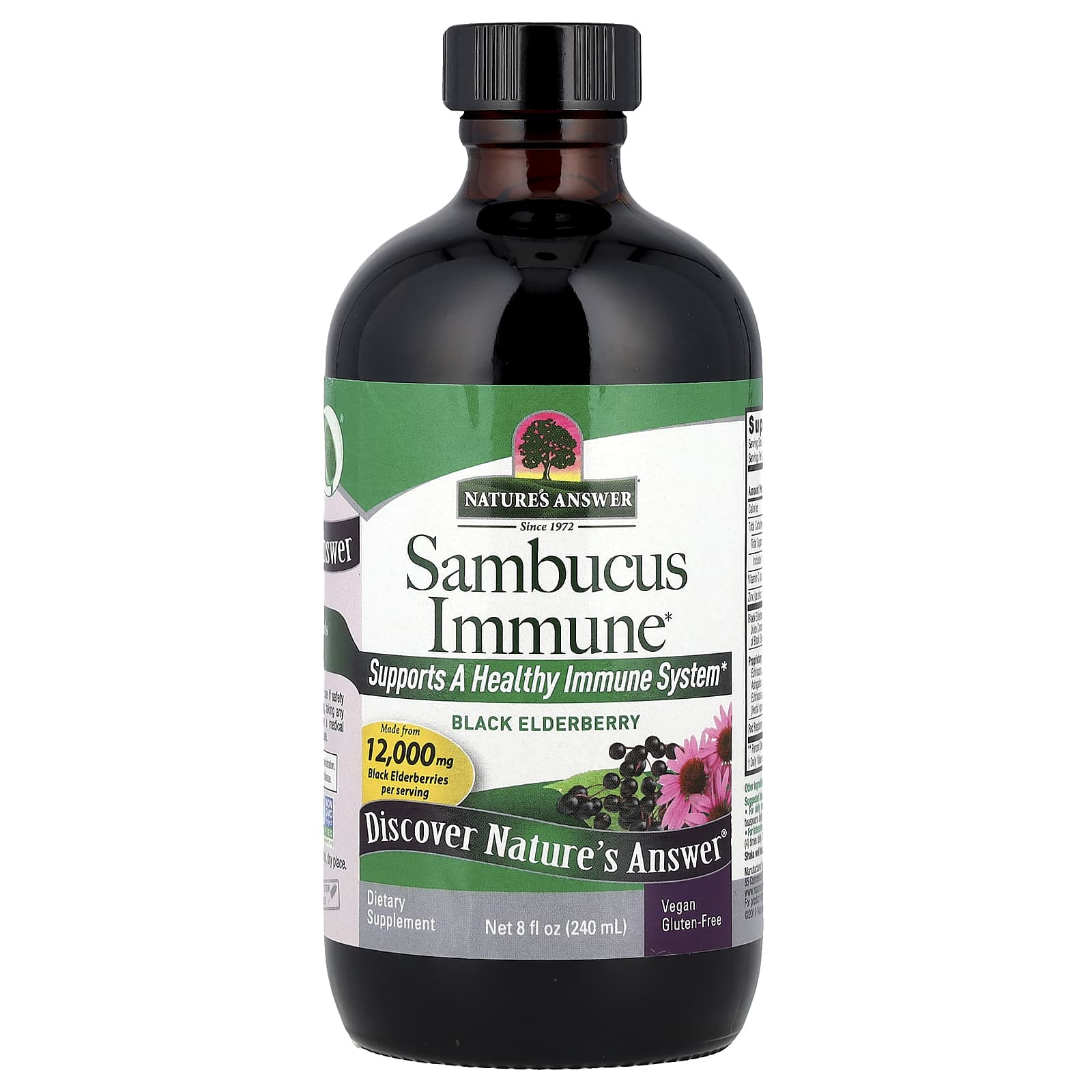 Бузина Nature's Answer Sambucus Immune, вкус Black Elderberry, 12000 мг, 240 мл