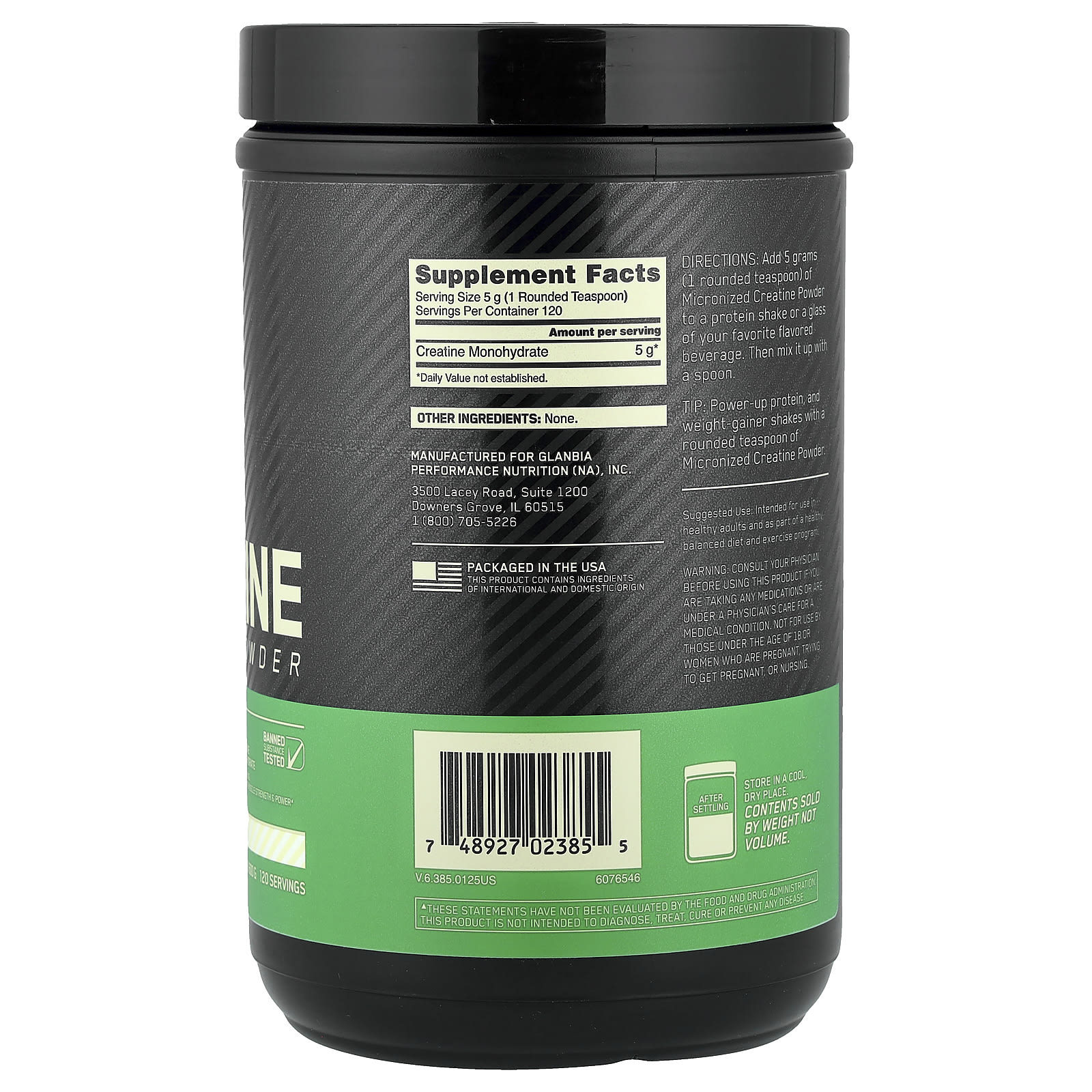 Креатин Optimum Nutrition Micronized Powder, без вкуса, 600 г, 1., порошок — фото 2