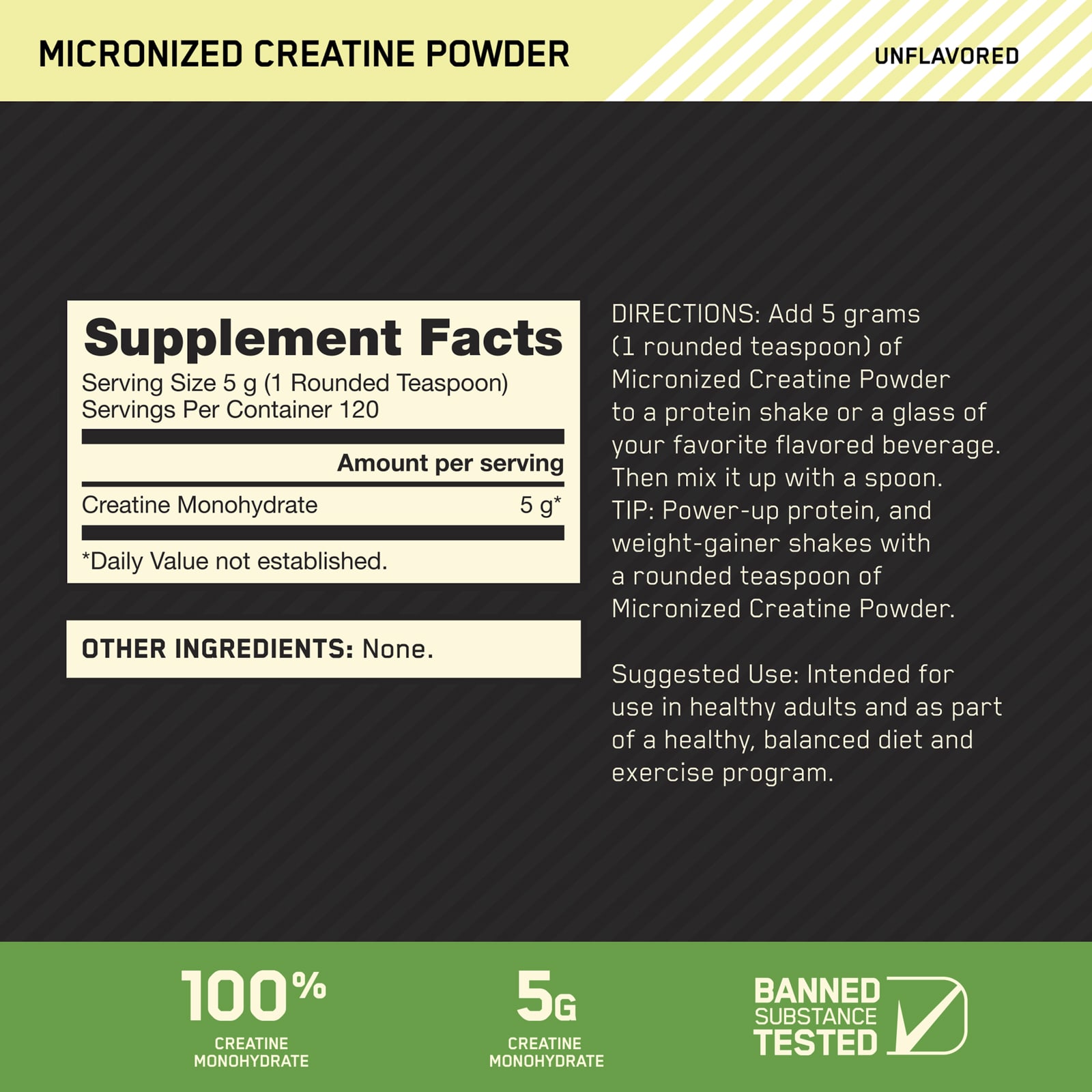 Креатин Optimum Nutrition Micronized Powder, без вкуса, 600 г, 1., порошок — фото 3
