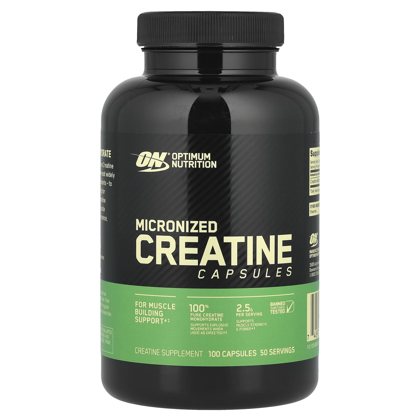 Креатин Optimum Nutrition Micronized Capsules, 1.25 г, 100 капсул