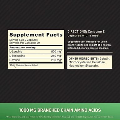 BCAA Optimum Nutrition 1000, 60 капсул