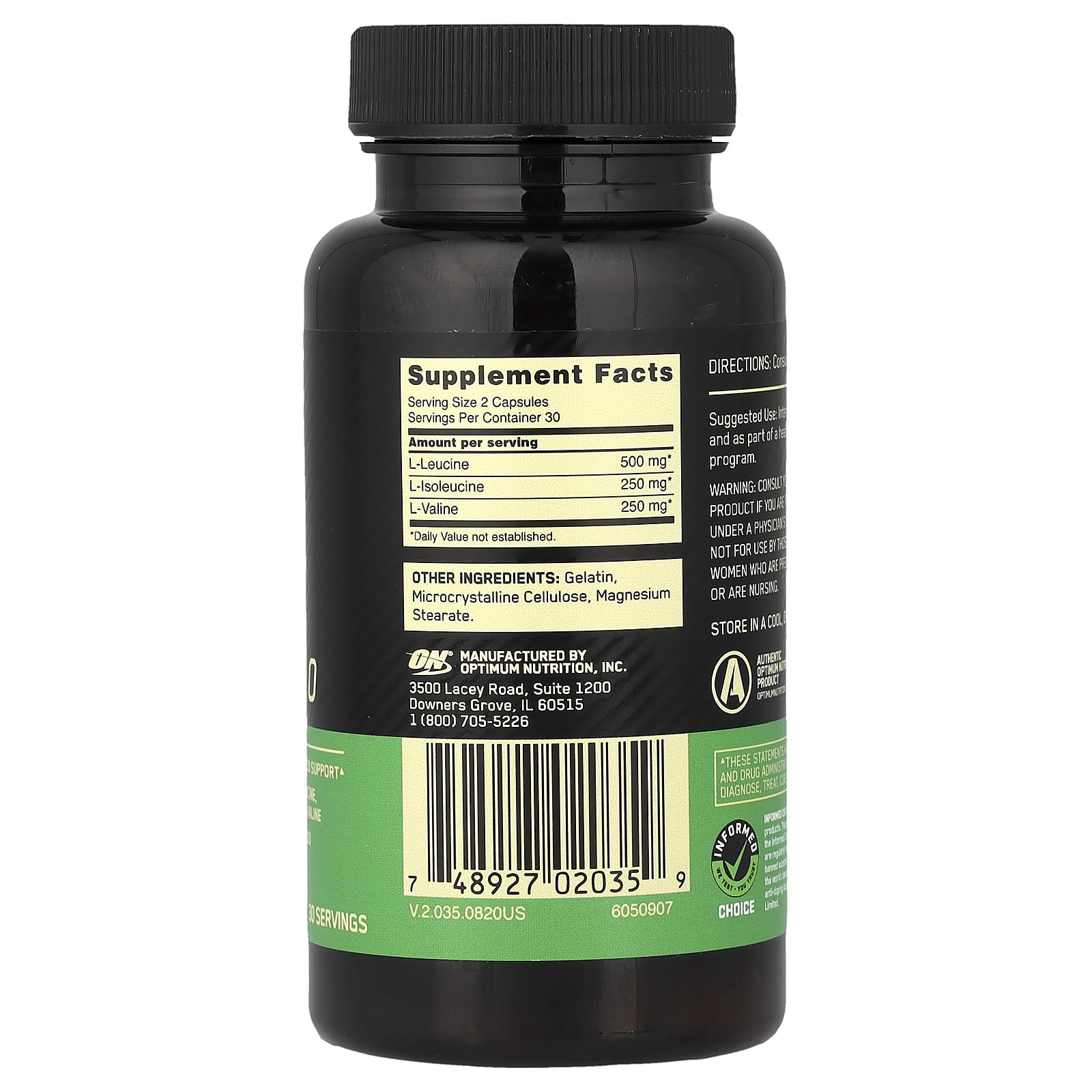 BCAA Optimum Nutrition 1000, 60 капсул — фото 6