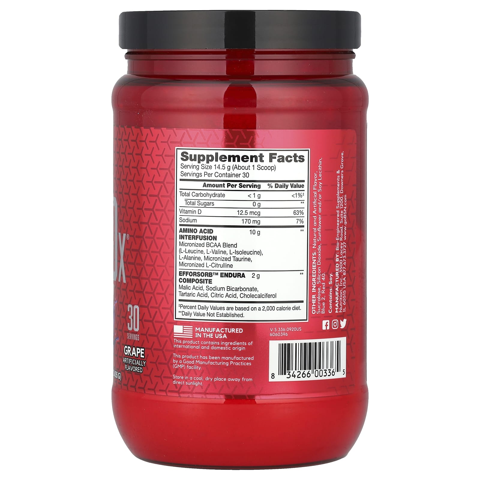 Аминокислотный комплекс AminoX BSN® Endurance & Recovery, вкус Grape, 435 г — фото 2