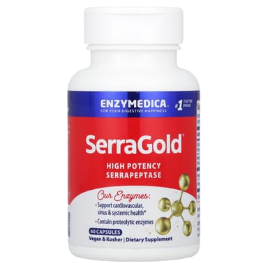 Серрапептаза Enzymedica SerraGold® High Potency, 60 капсул