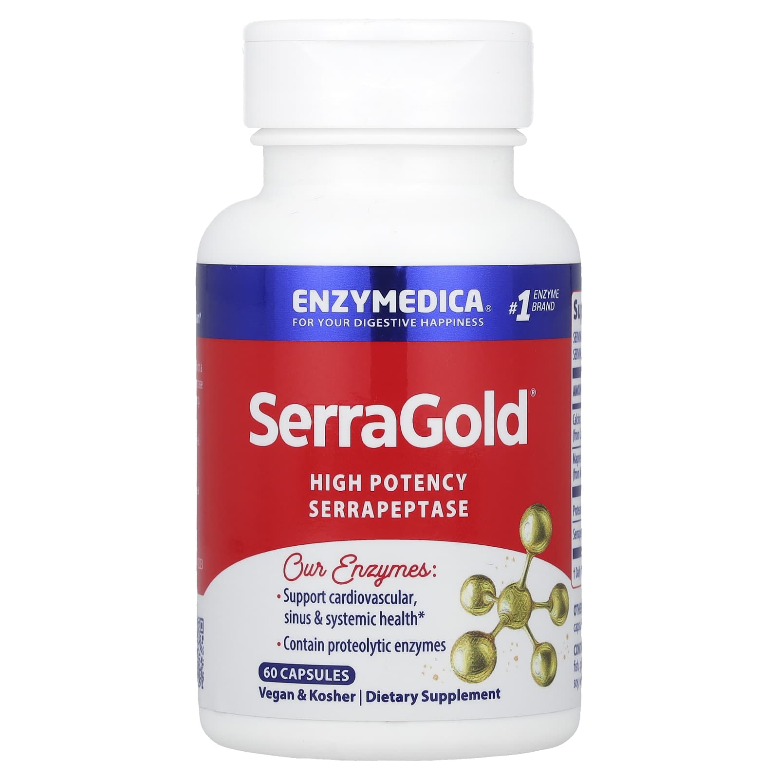 Серрапептаза Enzymedica SerraGold® High Potency, 60 капсул