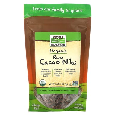 Какао-порошок (сырой) NOW Foods Nibs, 227 г
