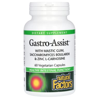 Цинк Natural Factors Gastro-Assist™ with Mastic Gum Saccharomyces Boulardii & L-Carnosine, 60 растительных капсул
