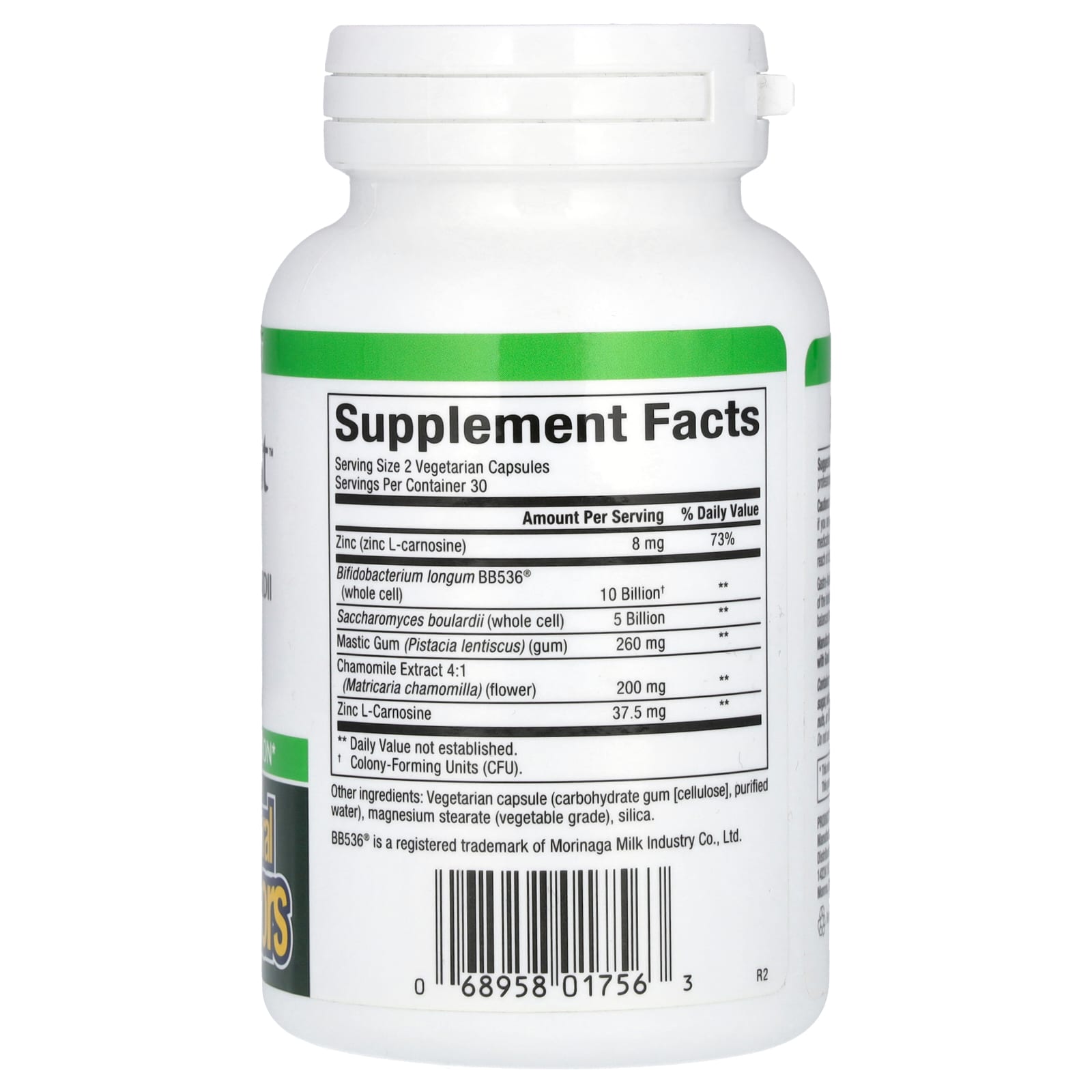 Цинк Natural Factors Gastro-Assist™ with Mastic Gum Saccharomyces Boulardii & L-Carnosine, 60 растительных капсул — фото 2