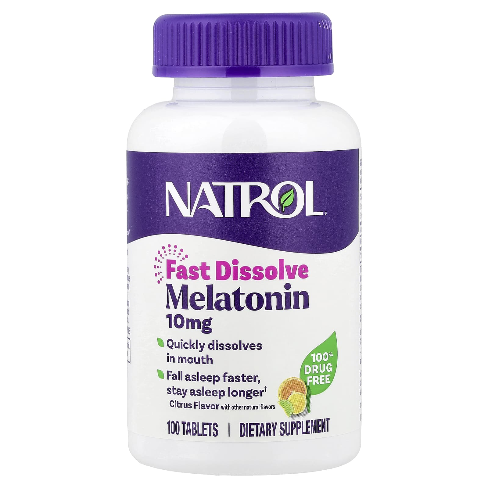 Мелатонин Natrol Fast Dissolve, оттенок Citrus, 10 мг, 100 таблеток