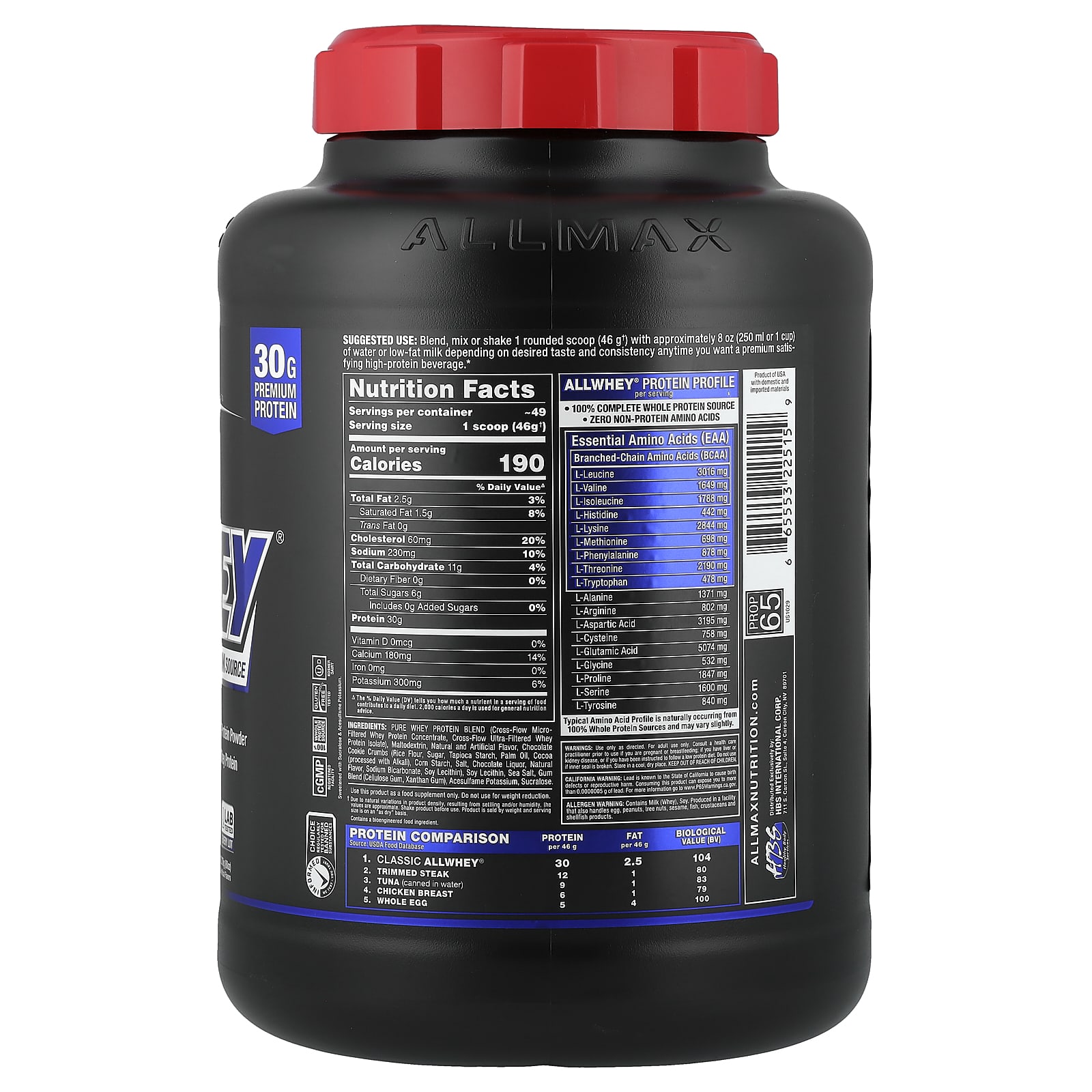 Сывороточный протеин ALLMAX CLASSIC ALLWHEY® 100% Source Cookies & Cream 5 lbs. (2.27 kg) — фото 2