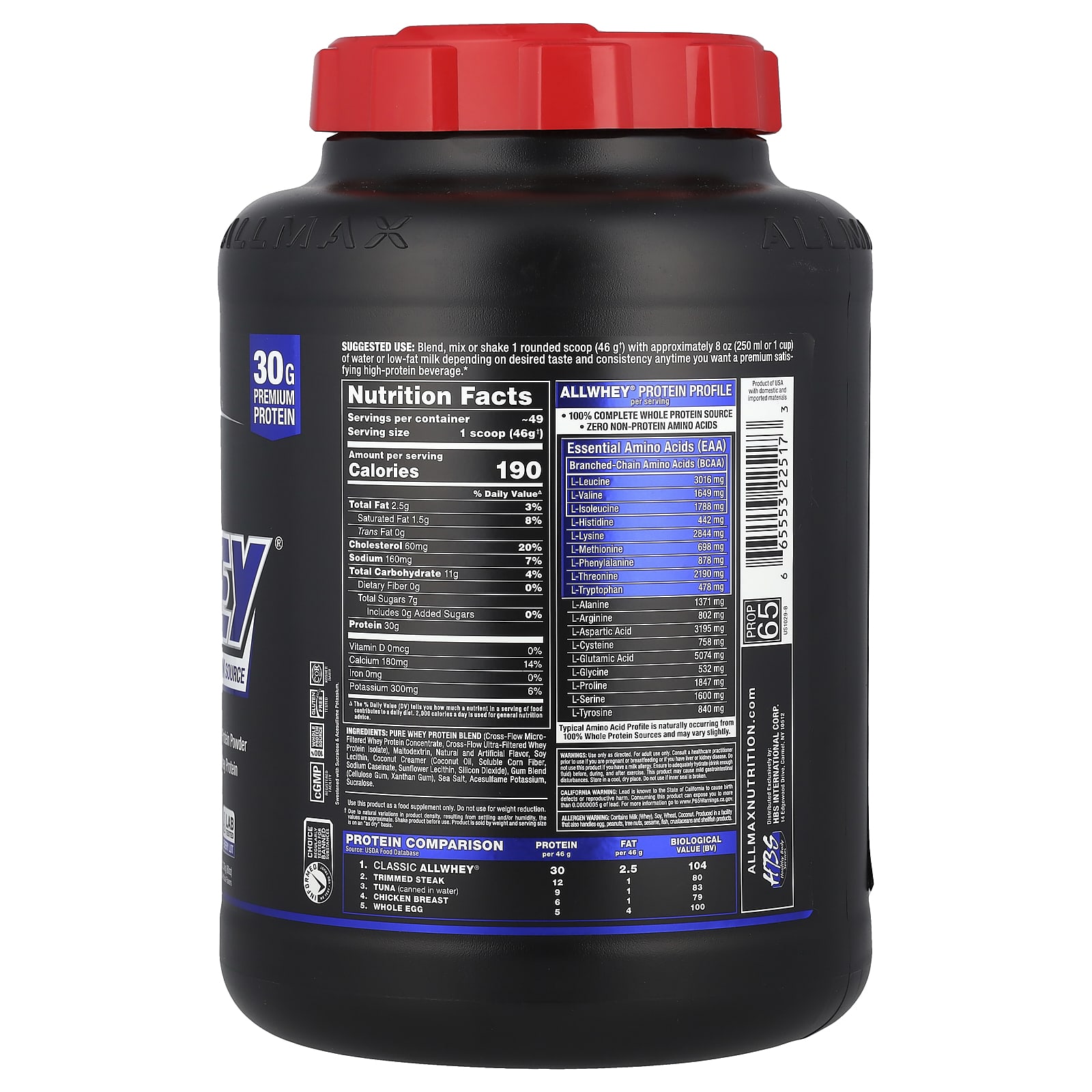 Сывороточный протеин ALLMAX CLASSIC ALLWHEY® 100% Source, вкус Vanilla, 2.27 кг — фото 2