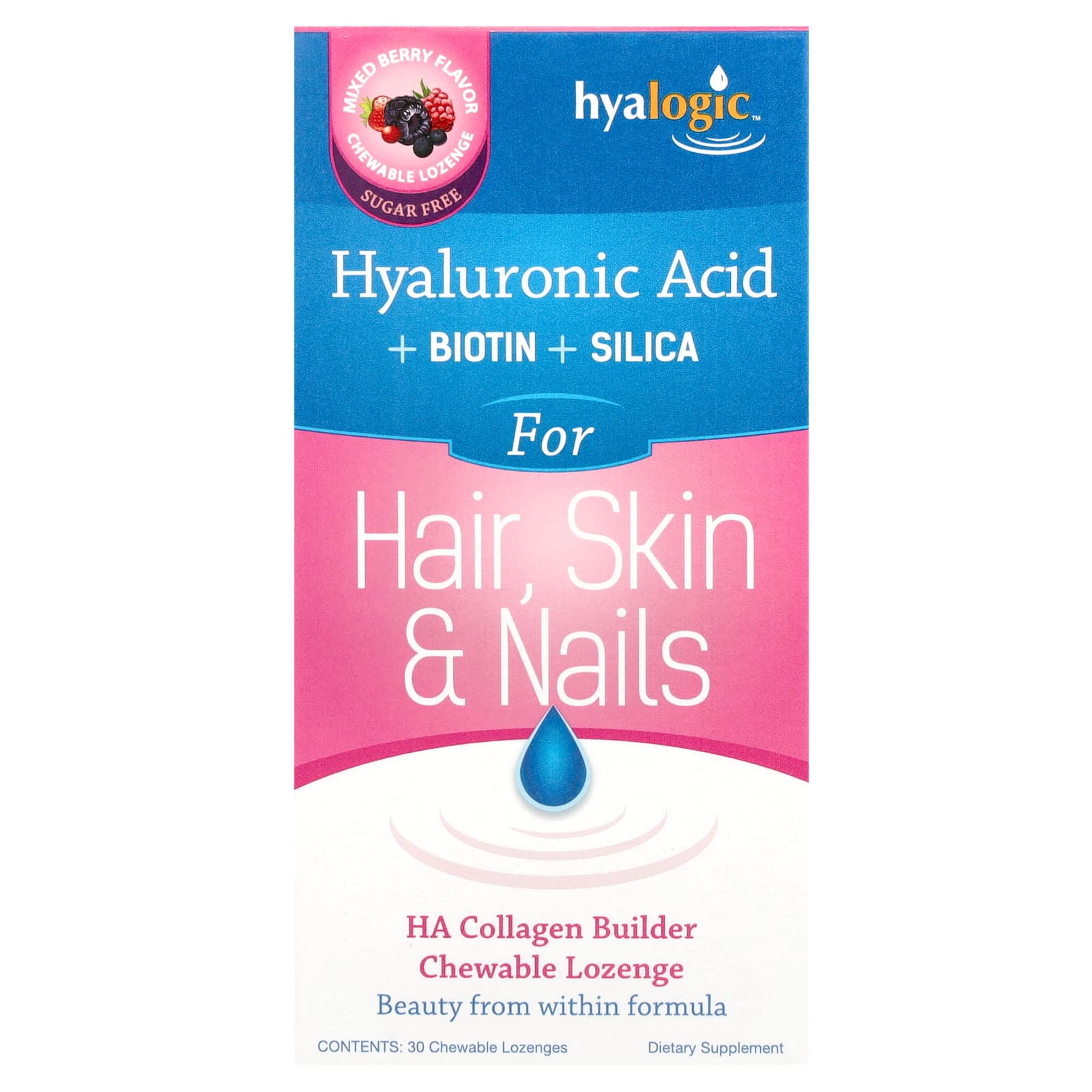 Гиалуроновая кислота Hyalogic HA Collagen Builder Biotin +Silica Mixed Berry 30 Chewable, пастилки — фото 2