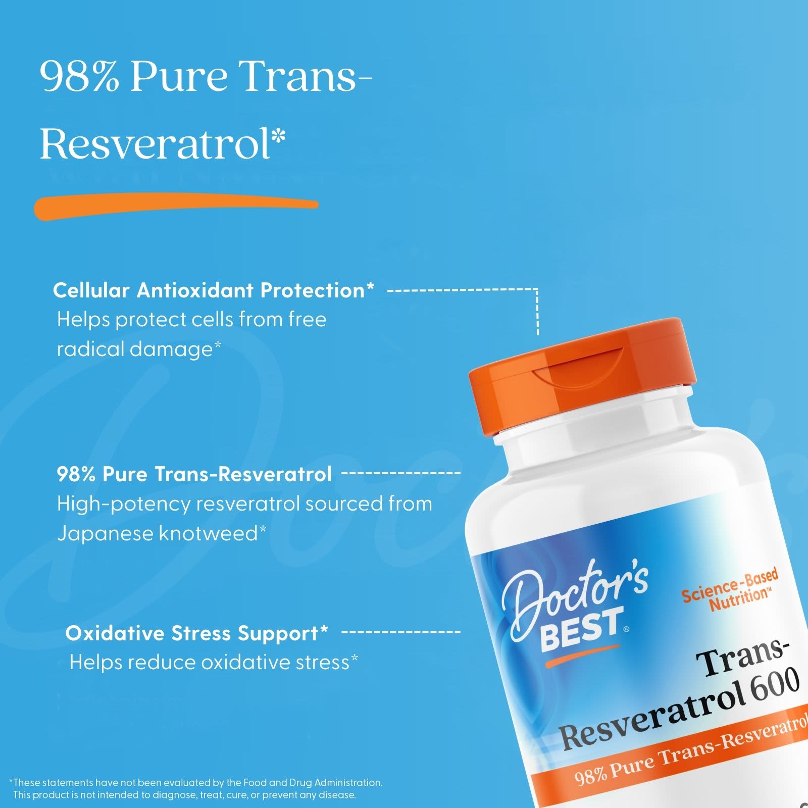 Ресвератрол Doctor's Best Trans- 600, 600 мг, 60 растительных капсул — фото 5