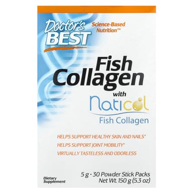 Коллаген Doctor's Best Fish with Naticol 30 Powder Stick Packs, 5 г, 150 г, порошок