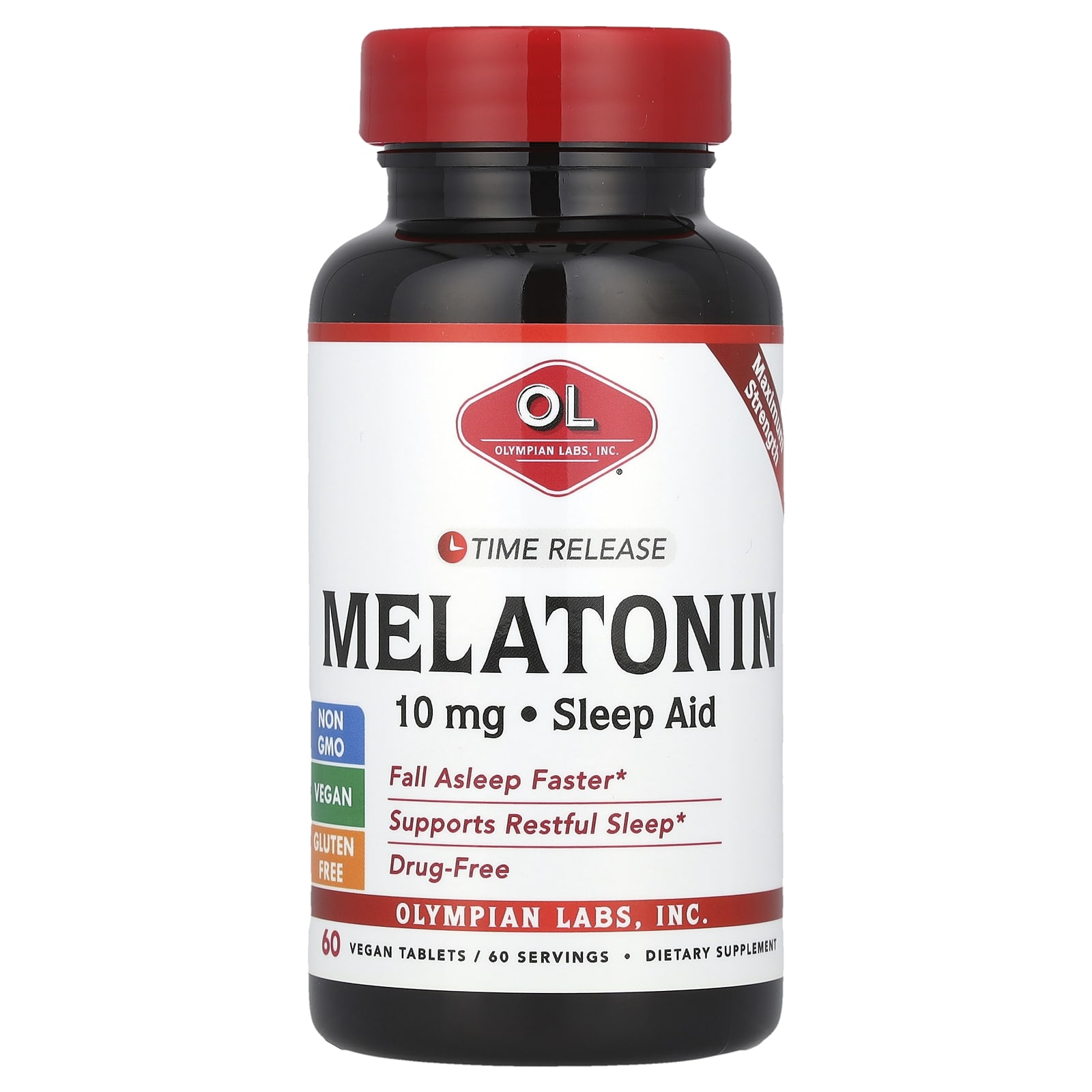 Мелатонин Olympian Labs Time Release 60 Vegan Tablets, 10 мг, таблетки