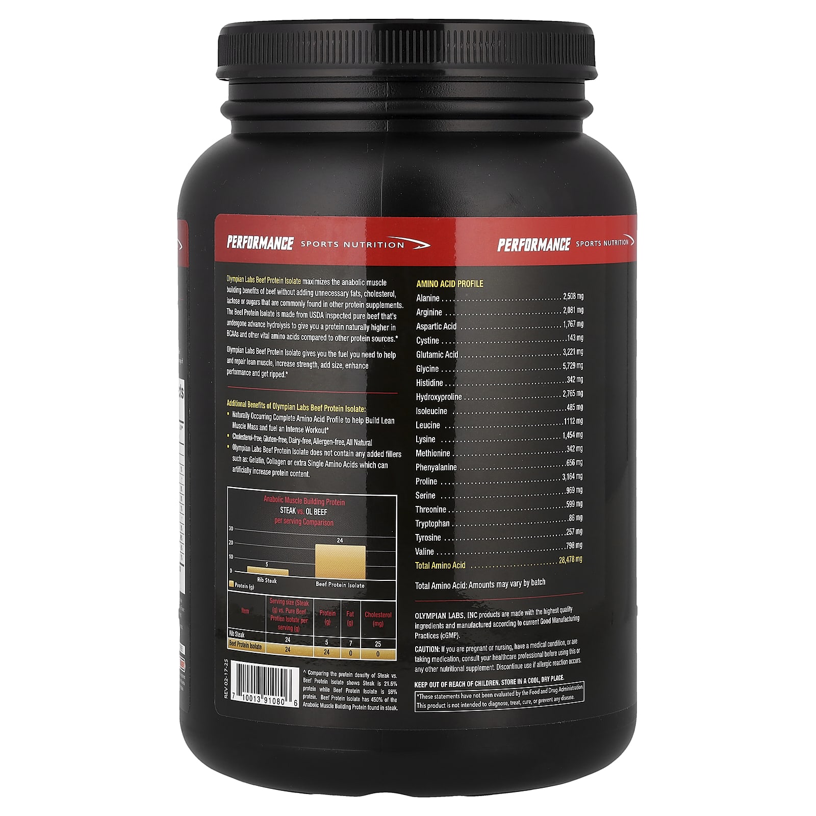Шоколад Olympian Labs Beef Protein Isolate, вкус Chocolate, 979.2 г — фото 2