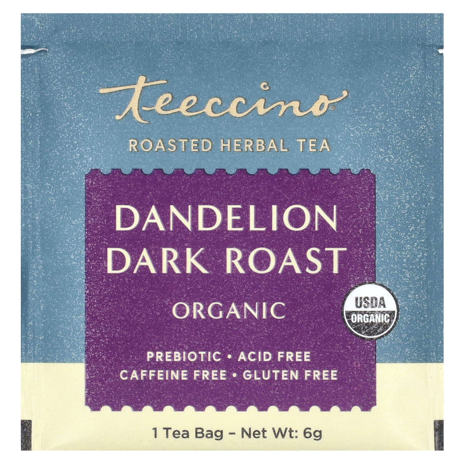 Травяной чай Teeccino Organic Roasted Dandelion Dark Roast 25 Tea Bags, без кофеина, 150 г, чайные пакетики — фото 3