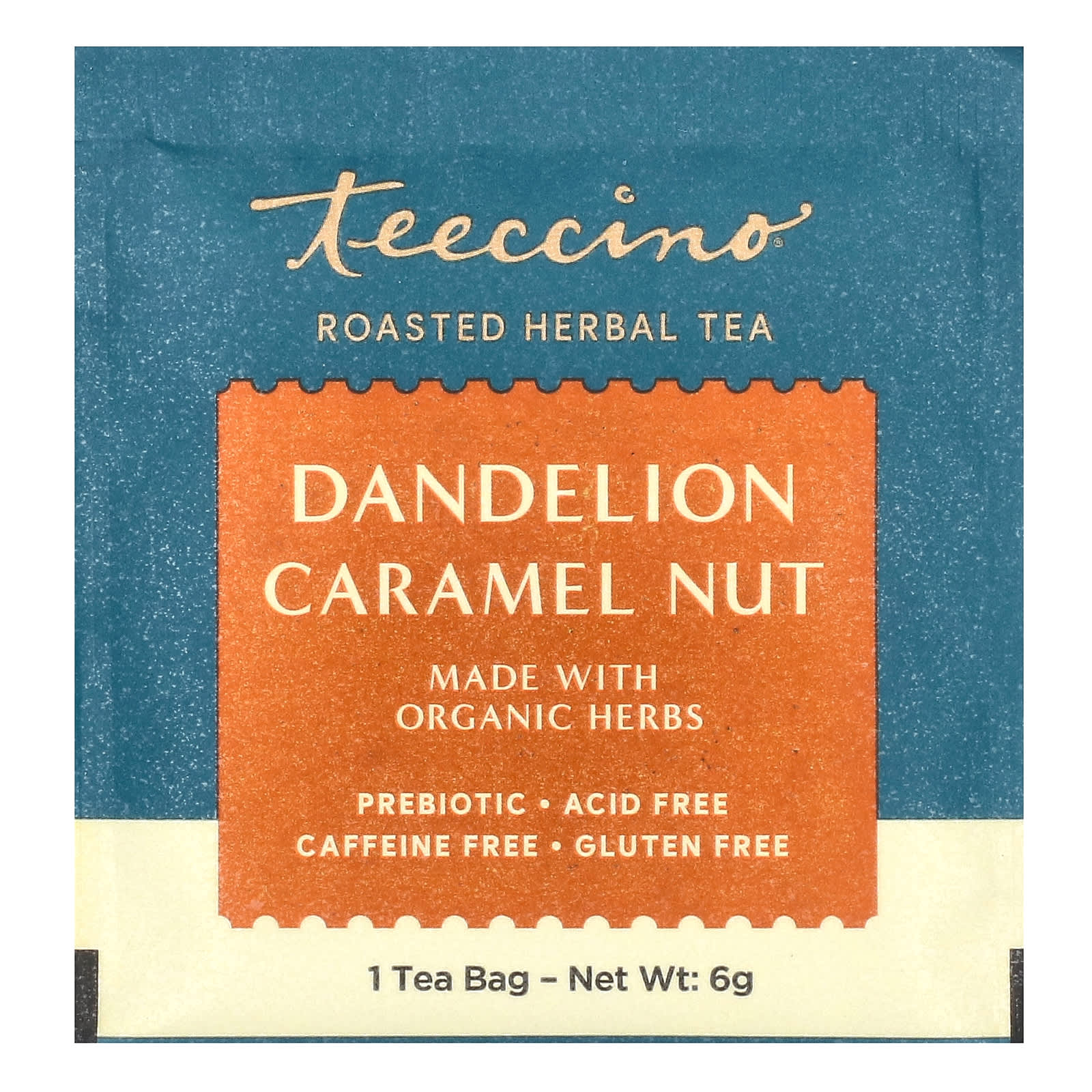 Травяной чай Teeccino Roasted Dandelion Caramel Nut 25 Tea Bags, без кофеина, 150 г, чайные пакетики