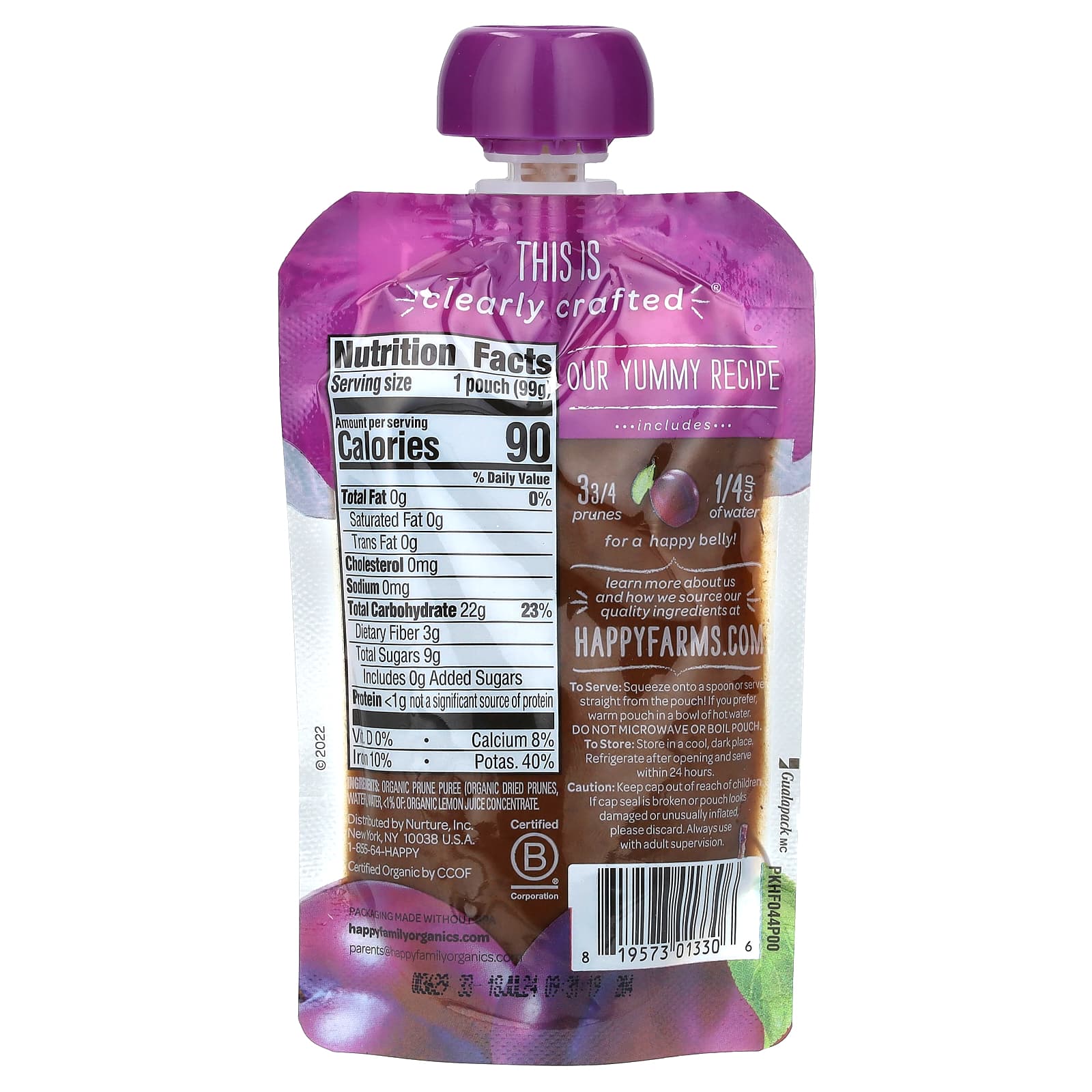 Детское питание Happy Family Organics Happy Baby® Stage 1, оттенок Prunes, 99 г — фото 2