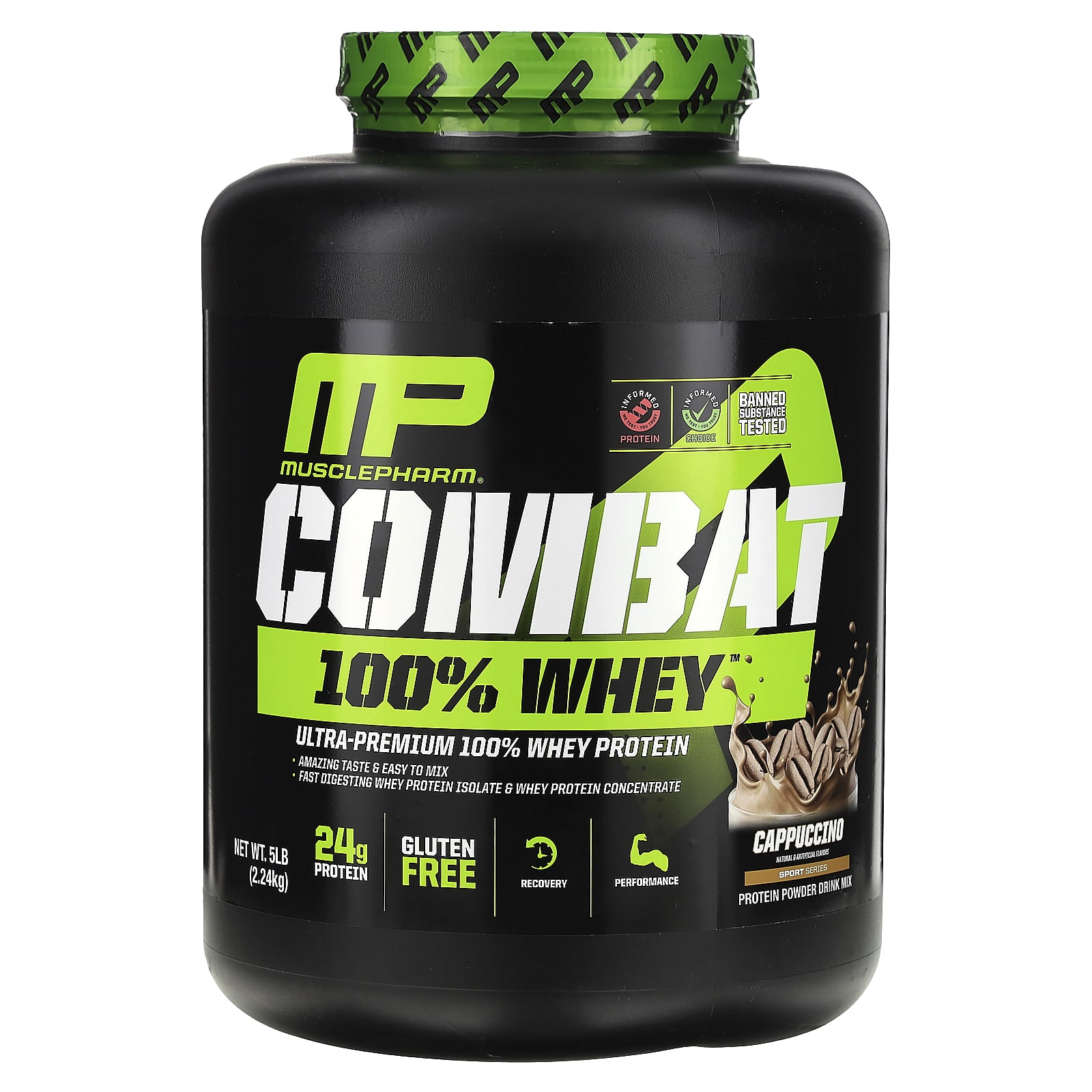 Сывороточный протеин MusclePharm Combat 100%, оттенок Cappuccino, 2.24 кг