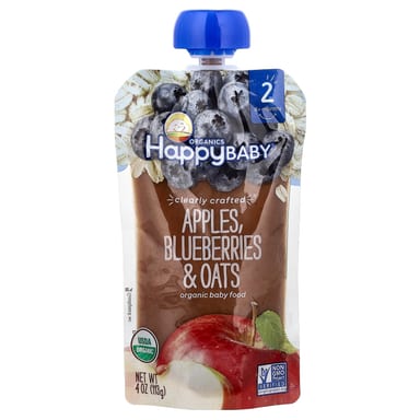 Детское питание Happy Family Organics Happy Baby® 6+ Months Blueberries & Oats, вкус Apples, 113 г