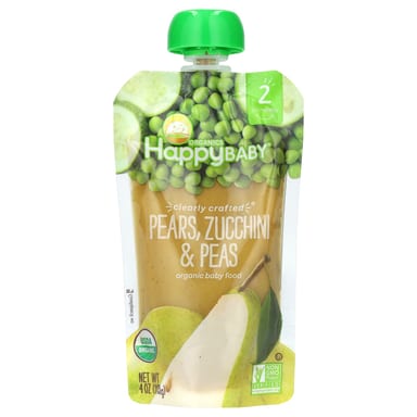 Детское питание Happy Family Organics Happy Baby® 6+ Months Zucchini & Peas, оттенок Pears, 113 г