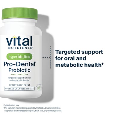 Пробиотик Vital Nutrients Hyperbiotics® Pro-Dental® 90 Vegan, вкус «натуральная мята», жевательные таблетки