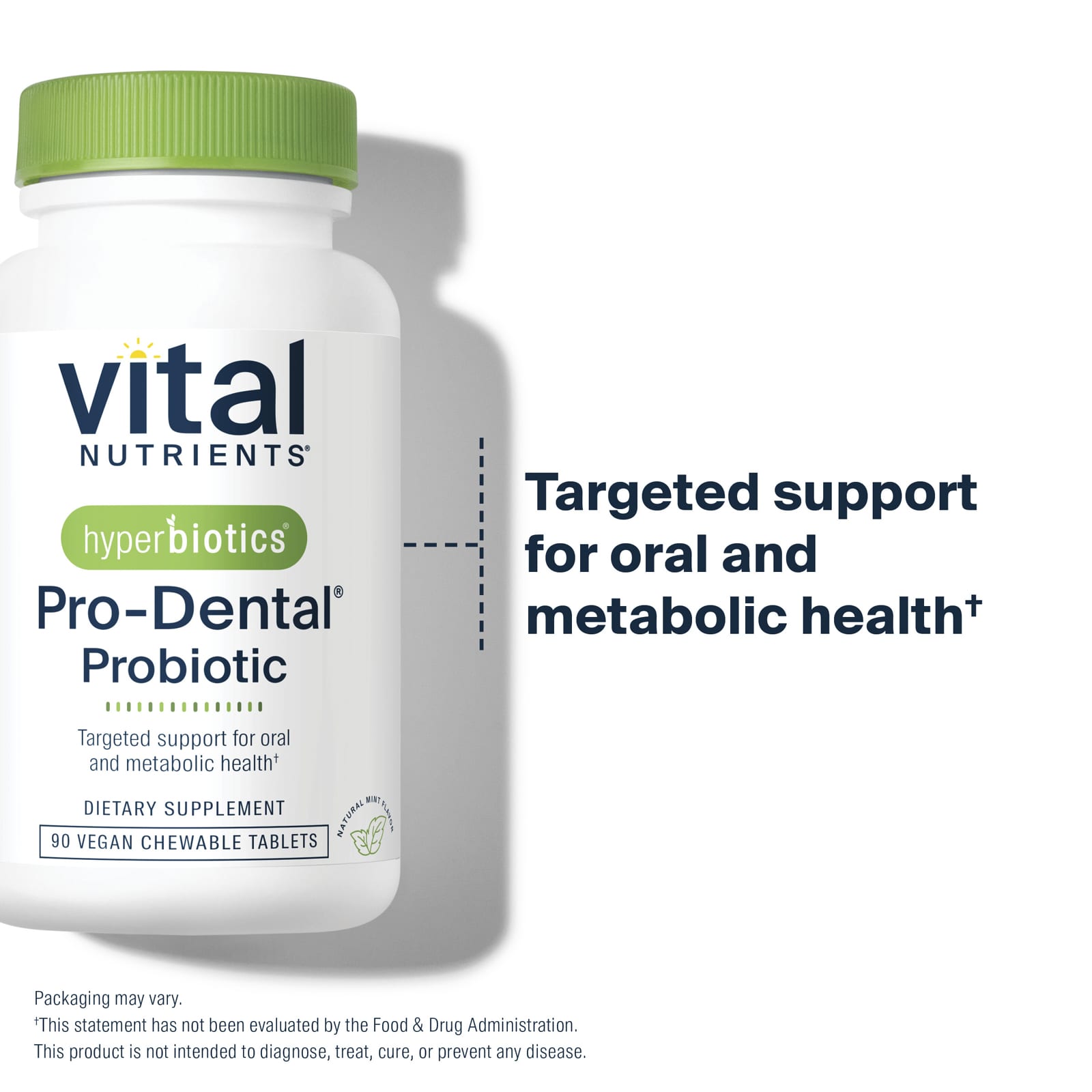 Пробиотик Vital Nutrients Hyperbiotics® Pro-Dental® 90 Vegan, вкус Natural Mint, жевательные таблетки — фото 3