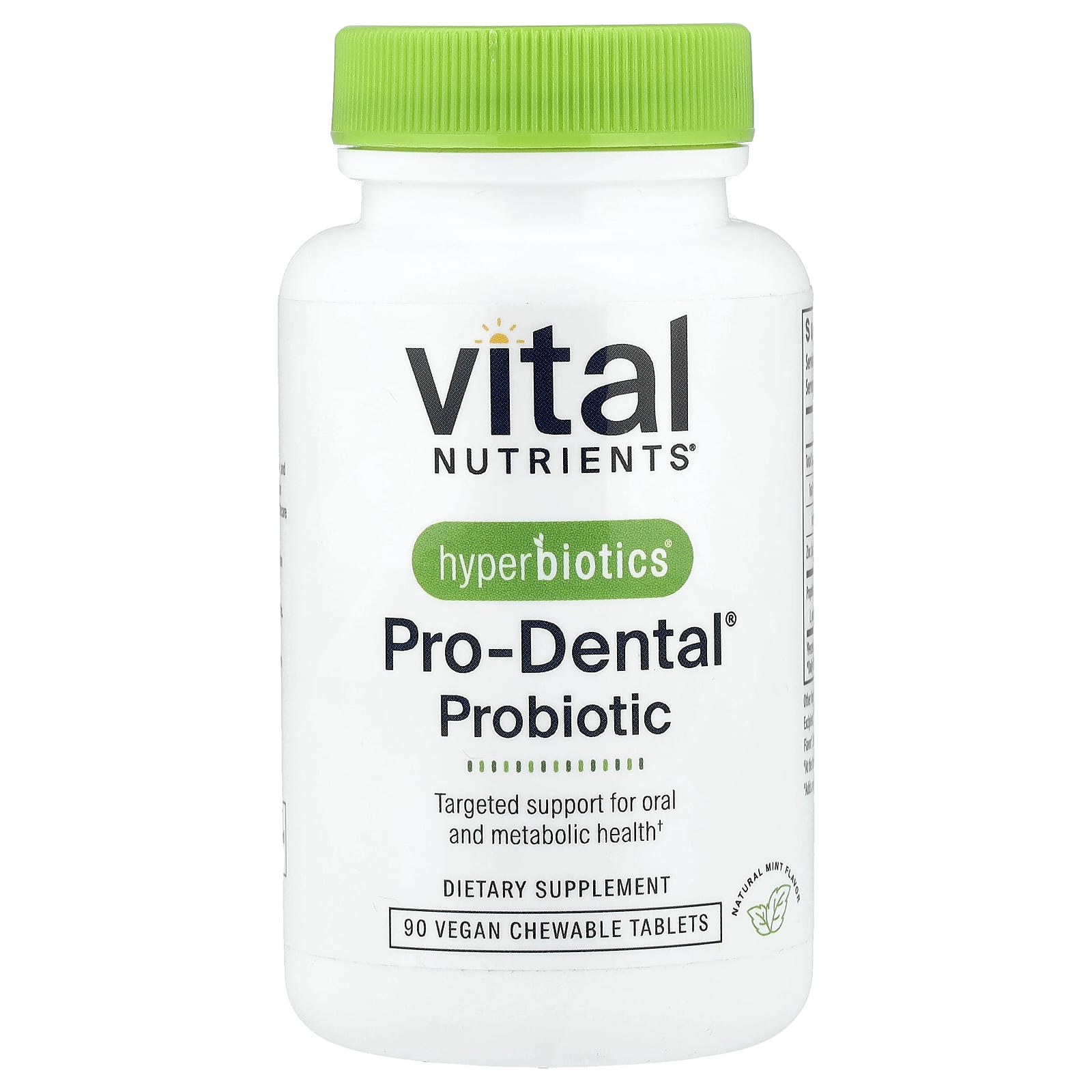 Пробиотик Vital Nutrients Hyperbiotics® Pro-Dental® 90 Vegan, вкус Natural Mint, жевательные таблетки — фото 4