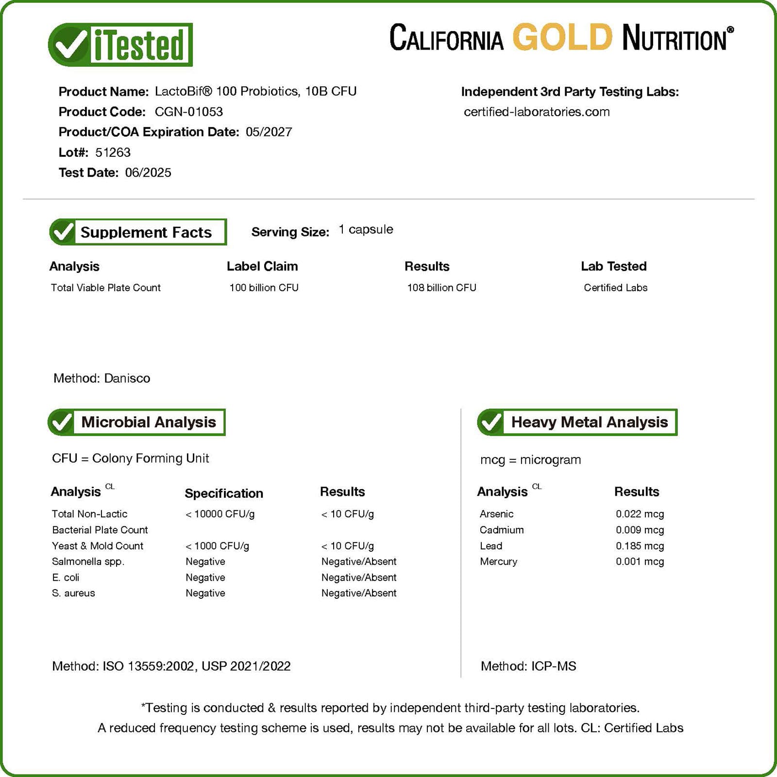 Пробиотик California Gold Nutrition LactoBif® 100, 100 млрд КОЕ, 30 растительных капсул — фото 2