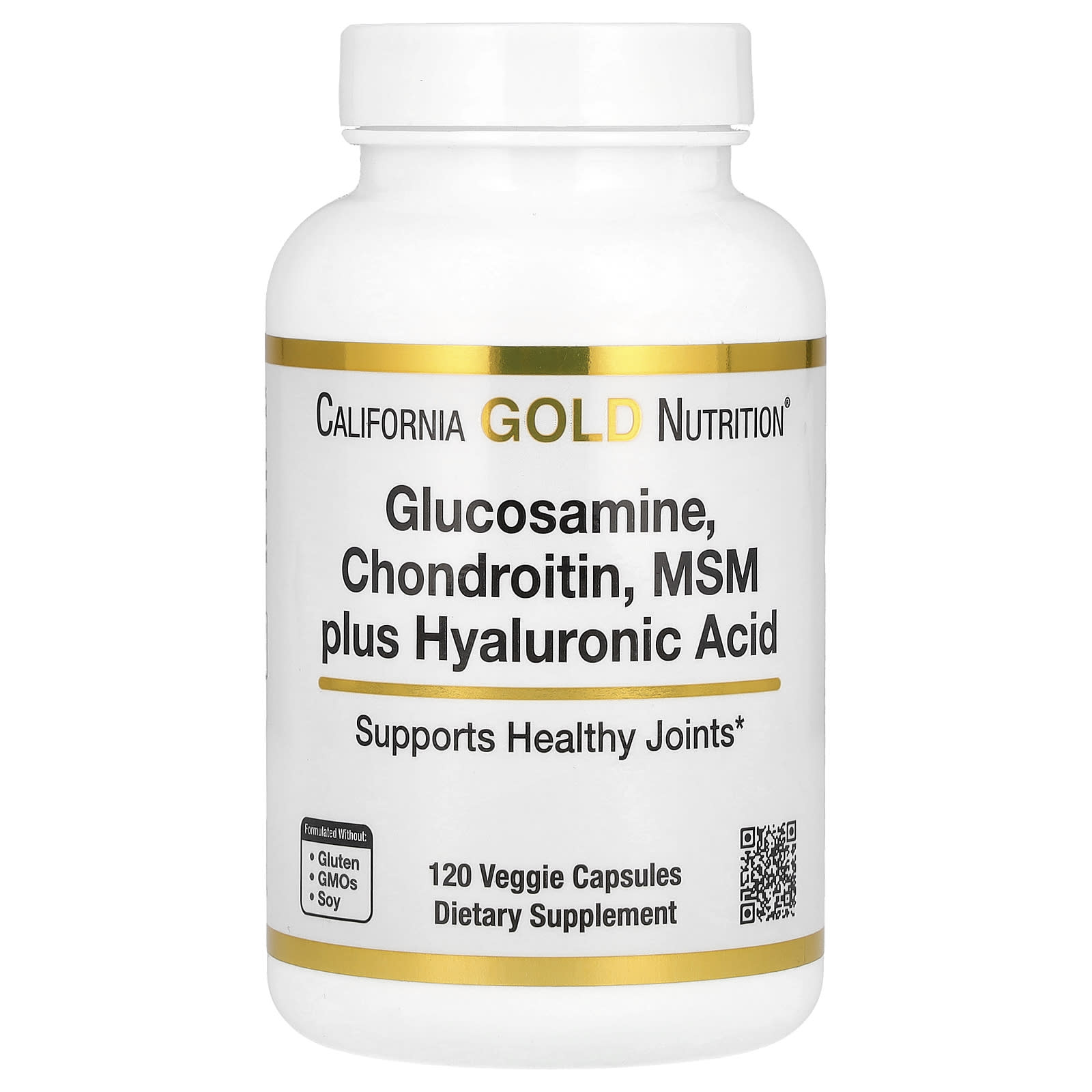 Гиалуроновая кислота California Gold Nutrition Glucosamine MSM Plus, оттенок Chondroitin, 120 растительных капсул — фото 2
