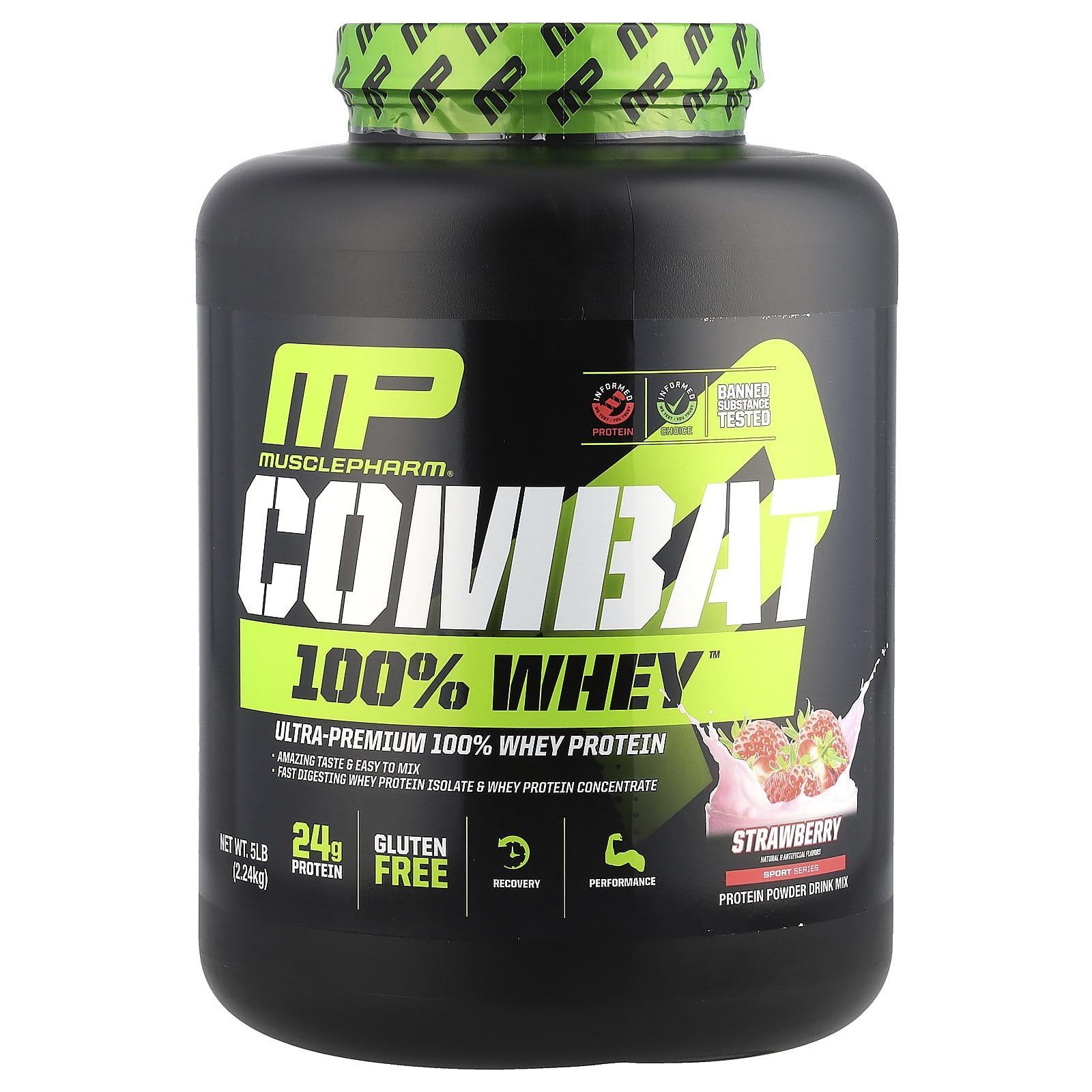 Протеиновый порошок MusclePharm Combat 100% Whey™, вкус Strawberry, 2.24 кг