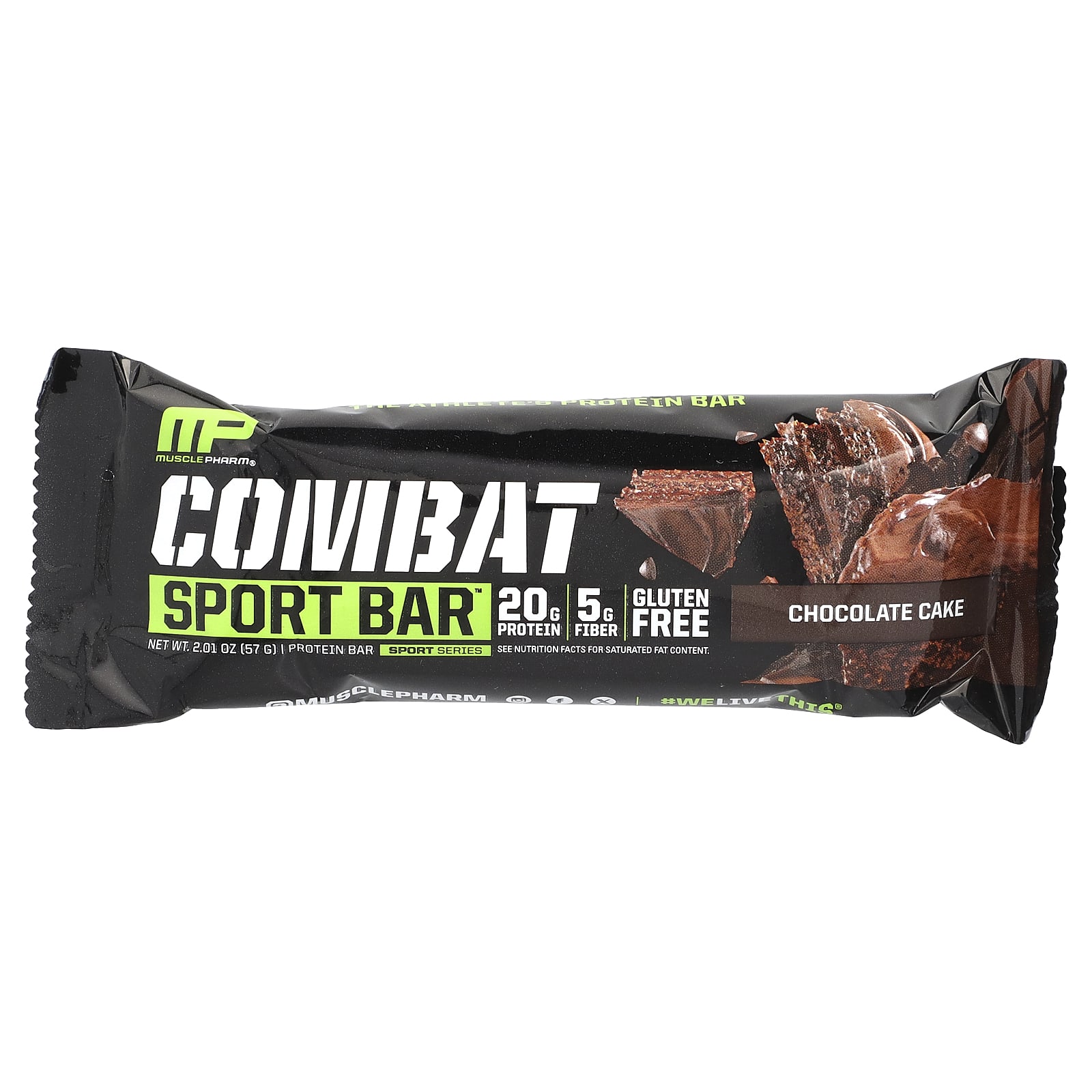 Шоколад MusclePharm Combat Sport Bar™, вкус Chocolate Cake, 57 г, 12 шт., батончик — фото 2