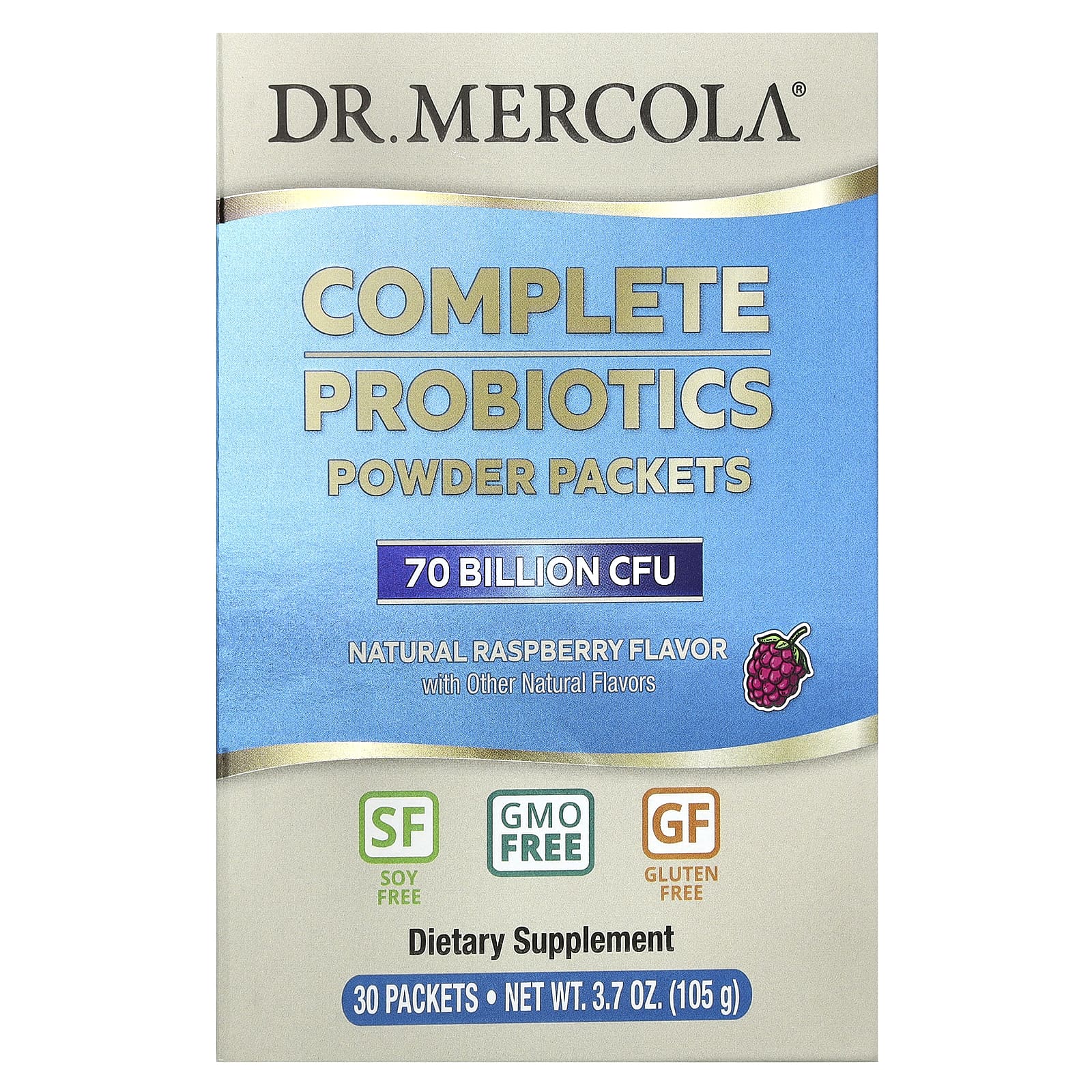 Пробиотик Dr. Mercola Complete Powder Packets 30 Packets, вкус Natural Raspberry, 70 млрд КОЕ, 3.5 г, саше — фото 2