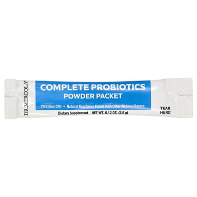 Пробиотик Dr. Mercola Complete Powder Packets 30 Packets, вкус «натуральная малина», 70 млрд КОЕ, 3.5 г, саше