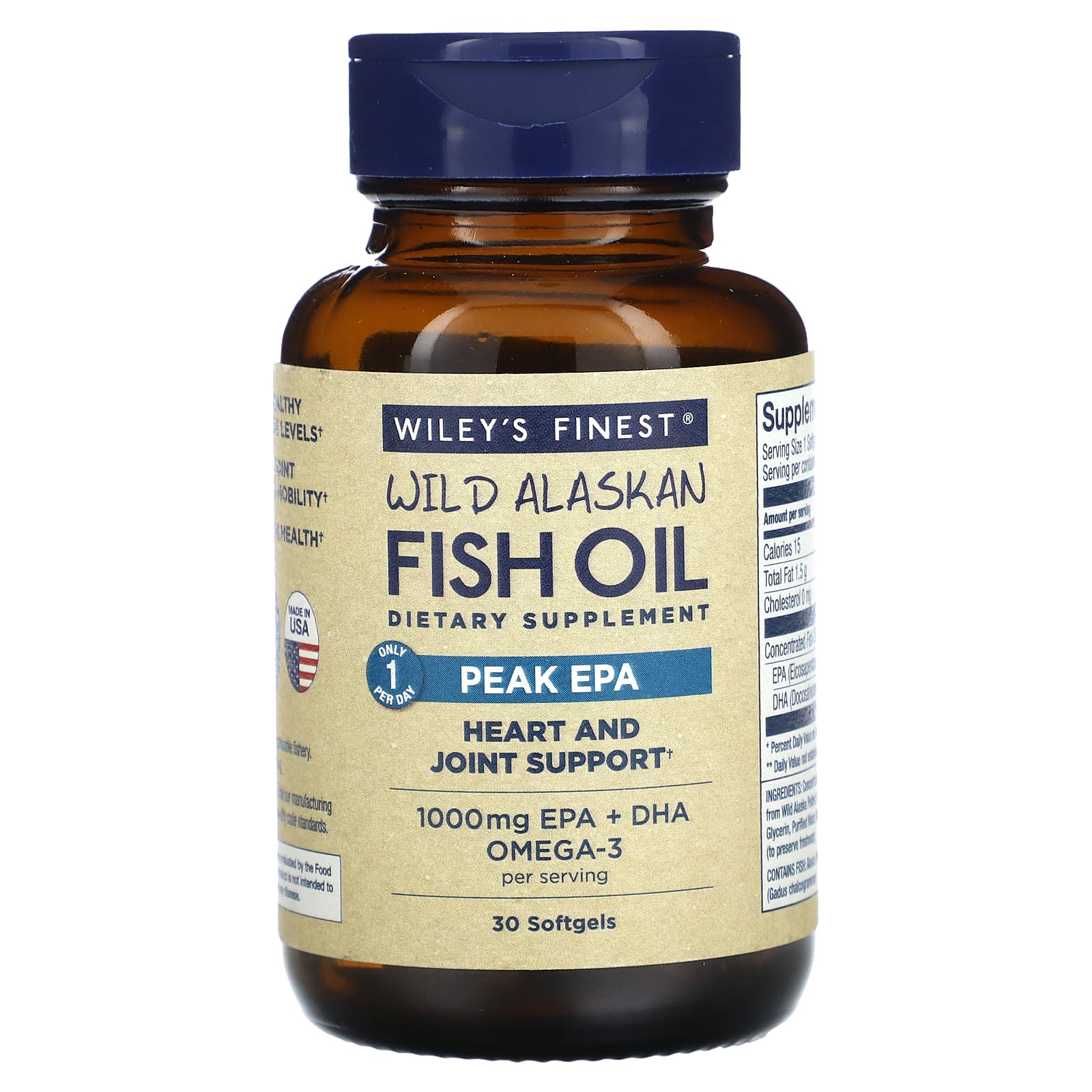 Рыбий жир Wiley's Finest Wild Alaskan Peak EPA, 30 мягких капсул