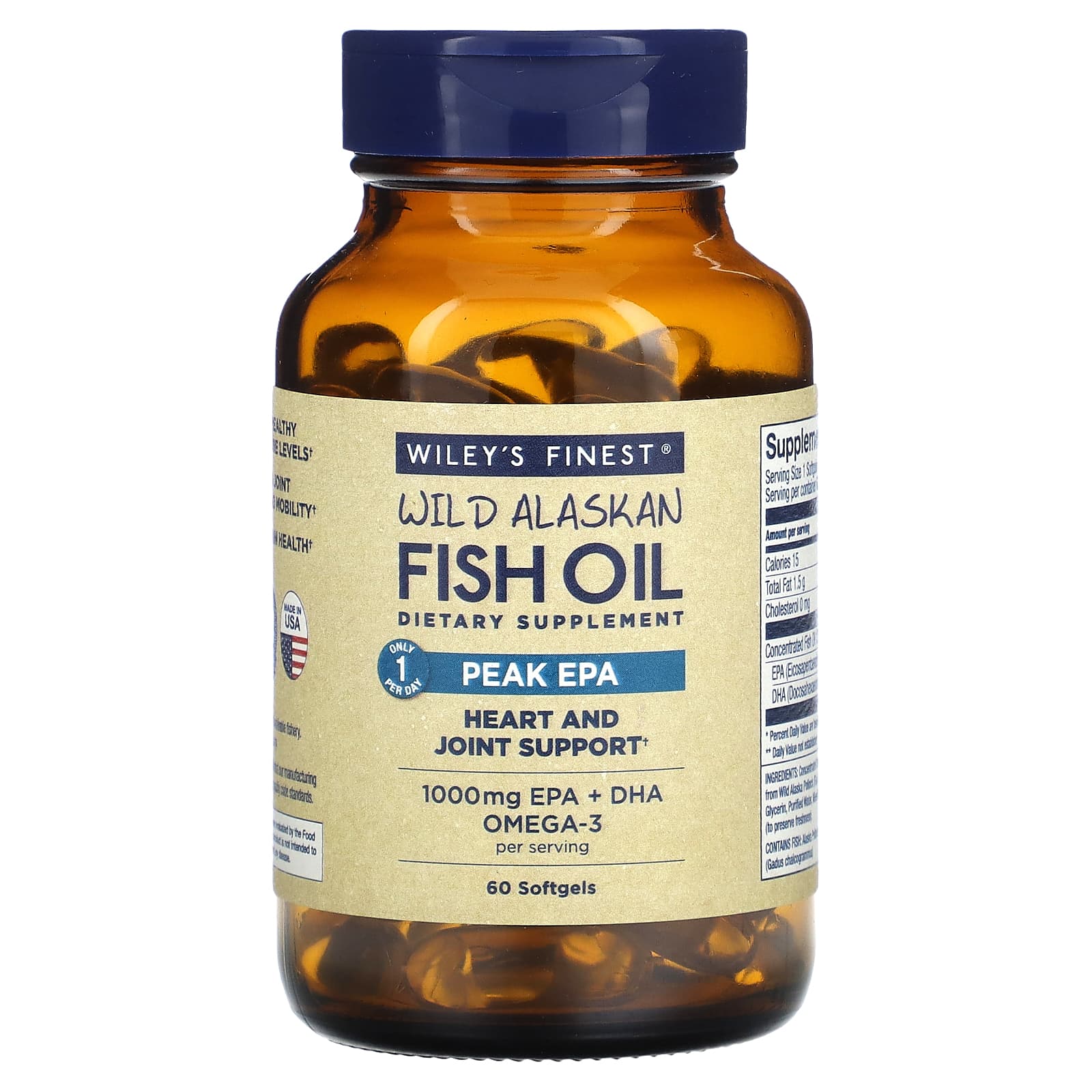 Рыбий жир Wiley's Finest Wild Alaskan Peak EPA, 60 мягких капсул